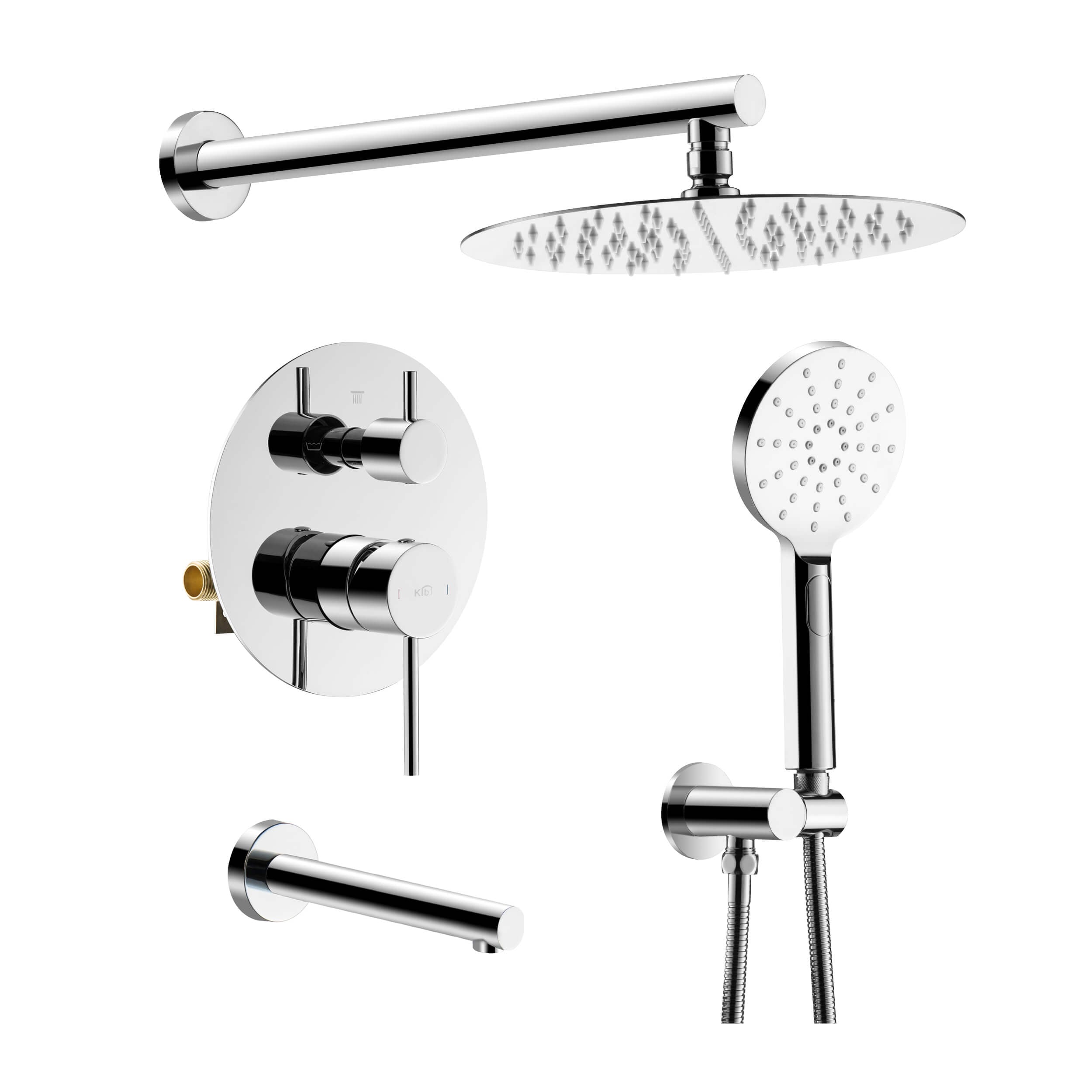 Circular Pressure Balanced 3-Function Shower System with Rough-In Valve KSF404