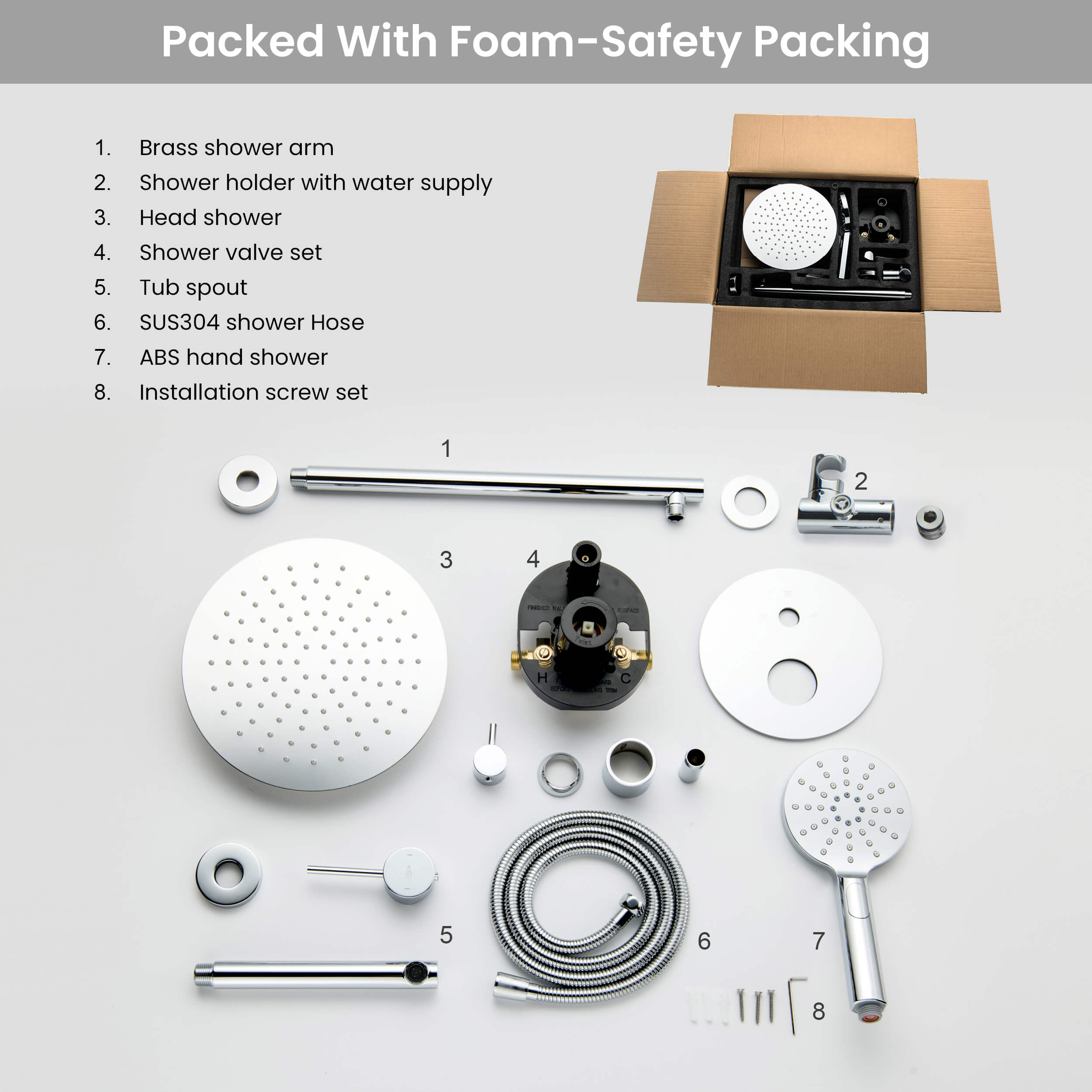 Circular Pressure Balanced 3-Function Shower System with Rough-In Valve KSF404