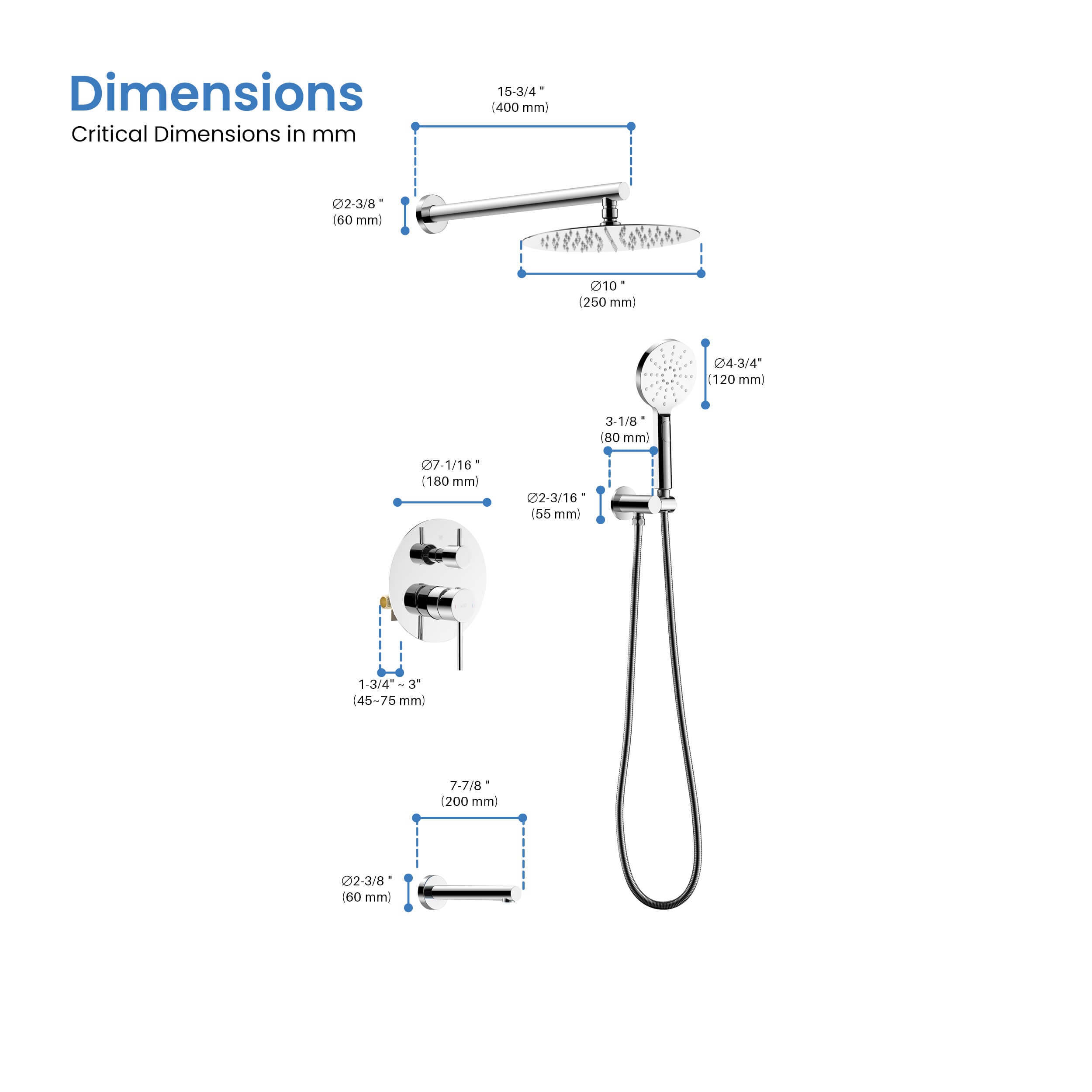Circular Pressure Balanced 3-Function Shower System with Rough-In Valve KSF404