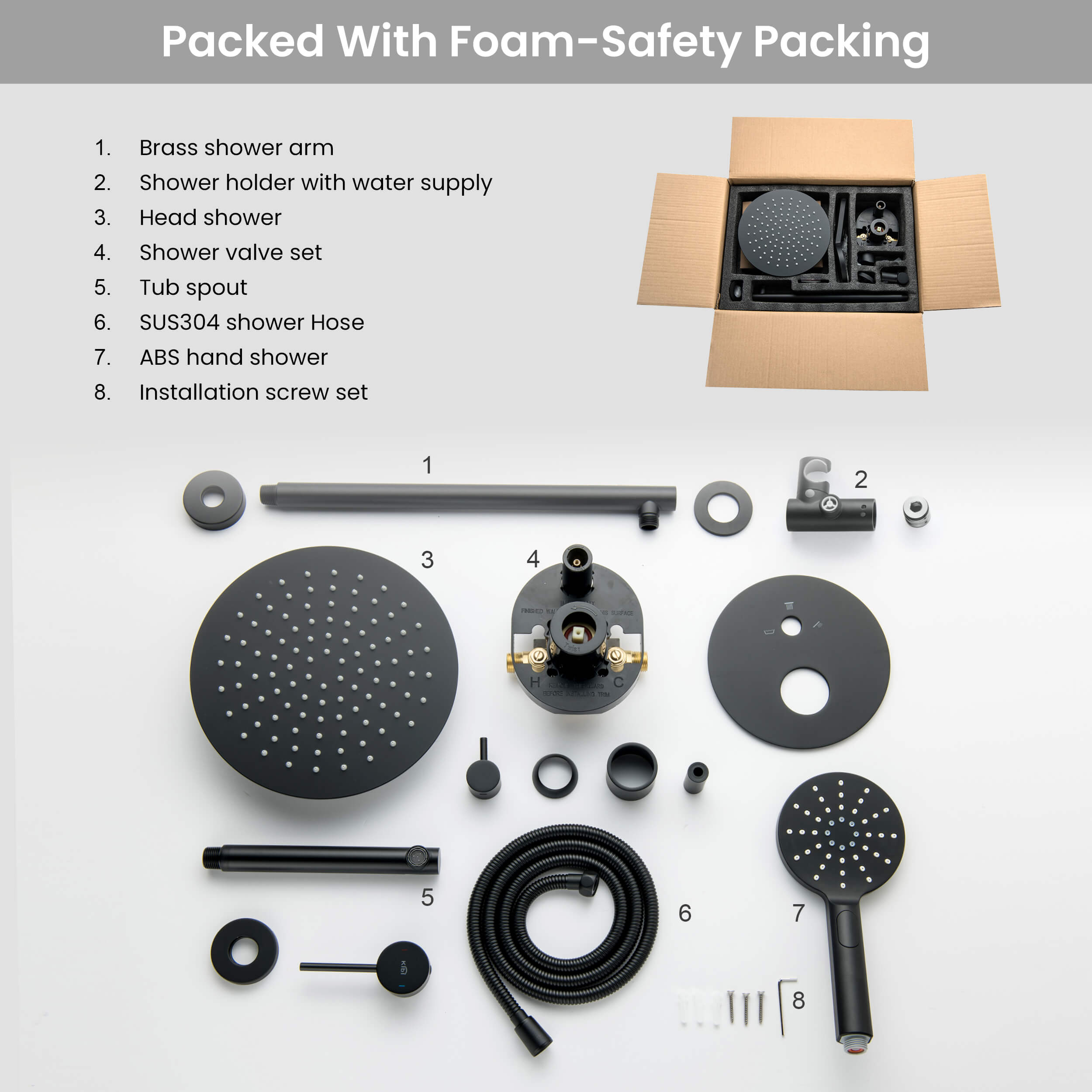 Circular Pressure Balanced 3-Function Shower System with Rough-In Valve KSF404