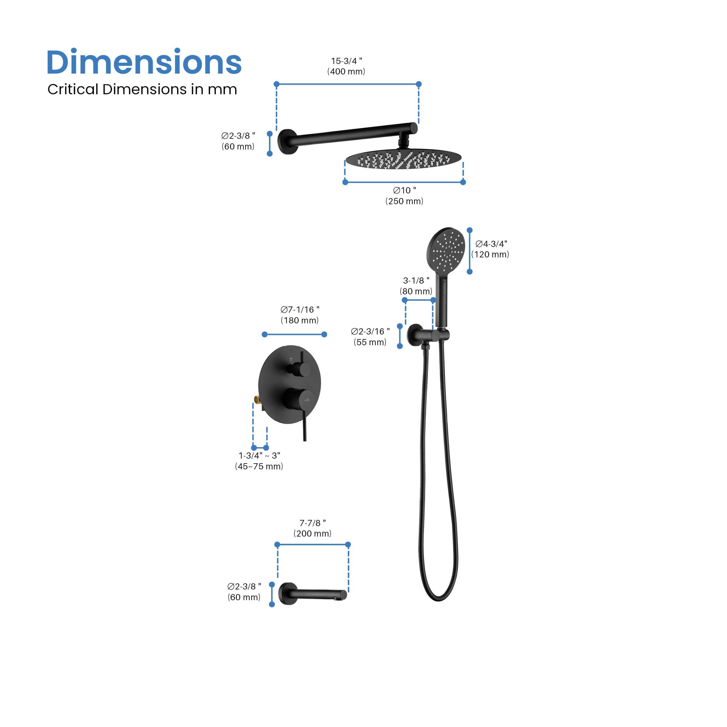 Circular Pressure Balanced 3-Function Shower System with Rough-In Valve KSF404