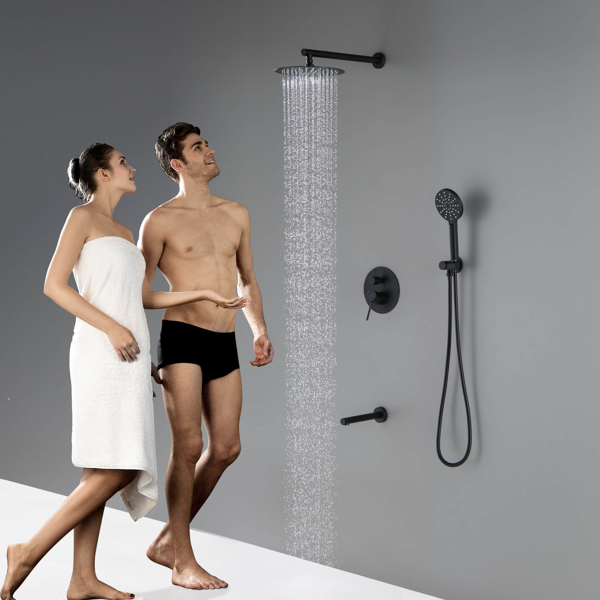 Circular Pressure Balanced 3-Function Shower System with Rough-In Valve KSF404