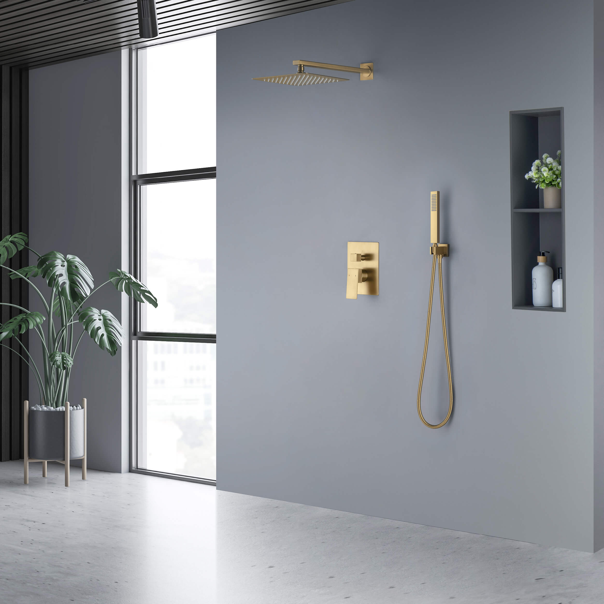 Cube Pressure Balanced 2-Function Shower System with Rough-In Valve KSF405