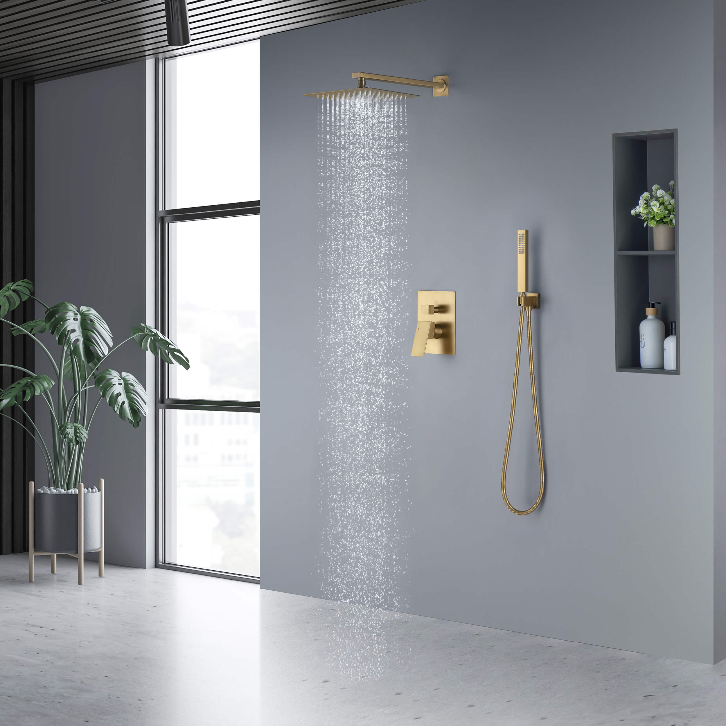 Cube Pressure Balanced 2-Function Shower System with Rough-In Valve KSF405