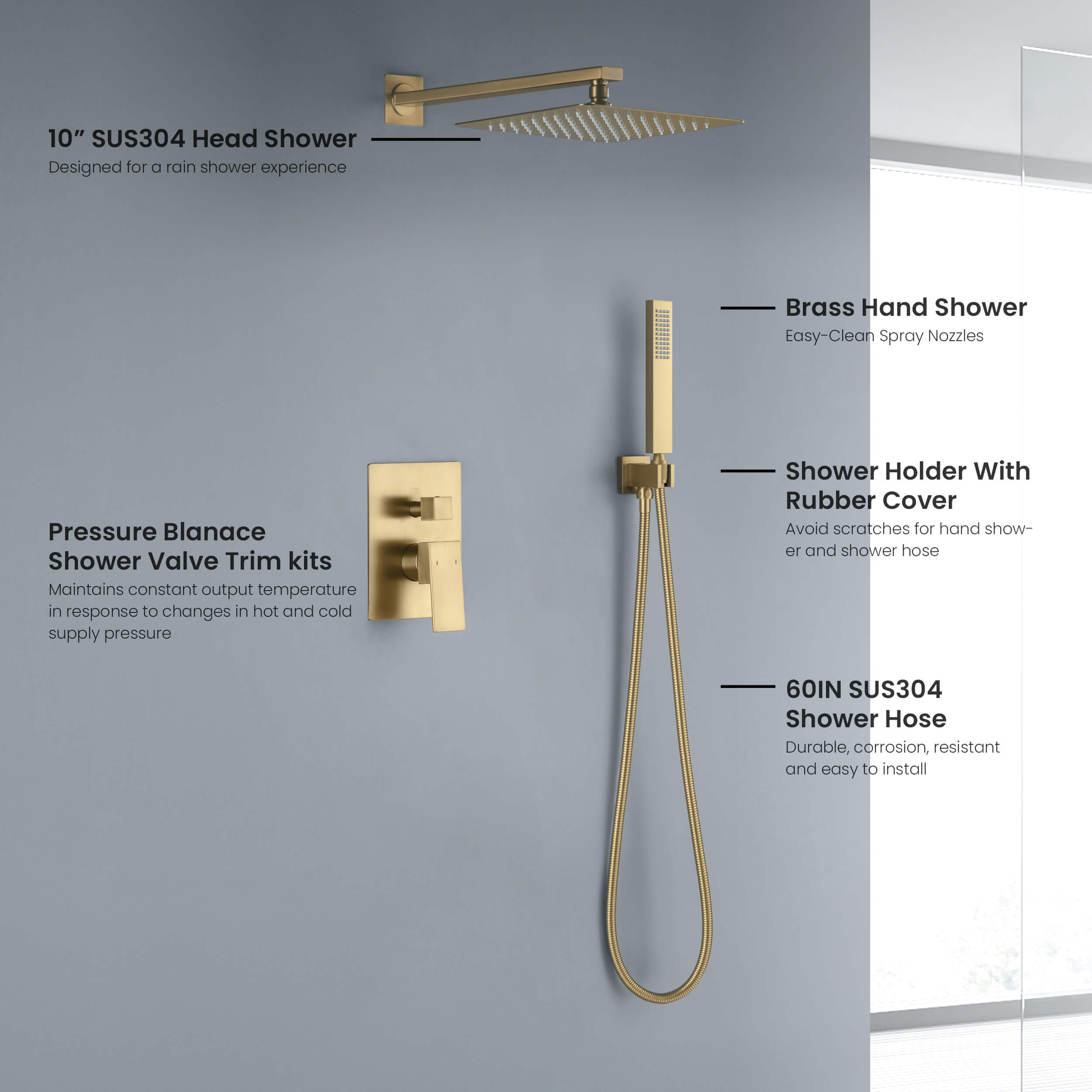 Cube Pressure Balanced 2-Function Shower System with Rough-In Valve KSF405