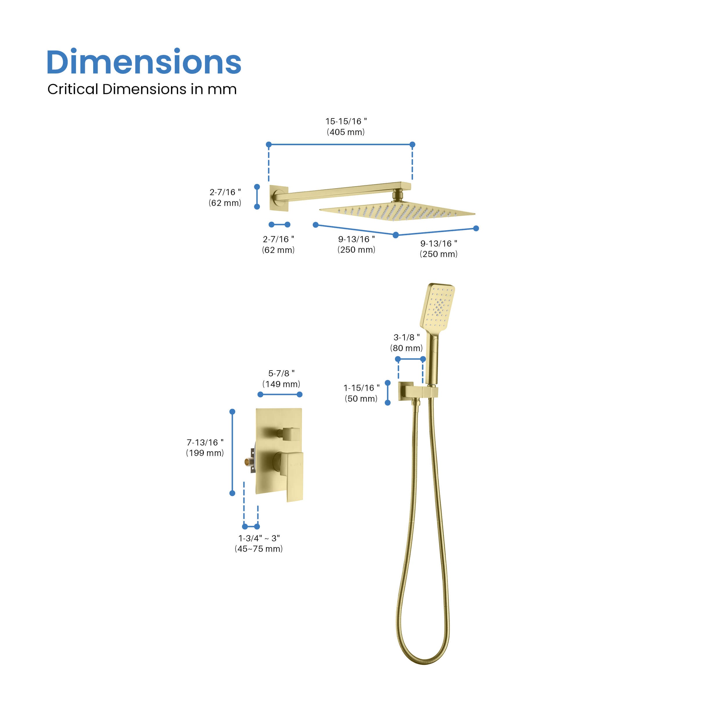 Cube Pressure Balanced 2-Function Shower System with Rough-In Valve KSF405