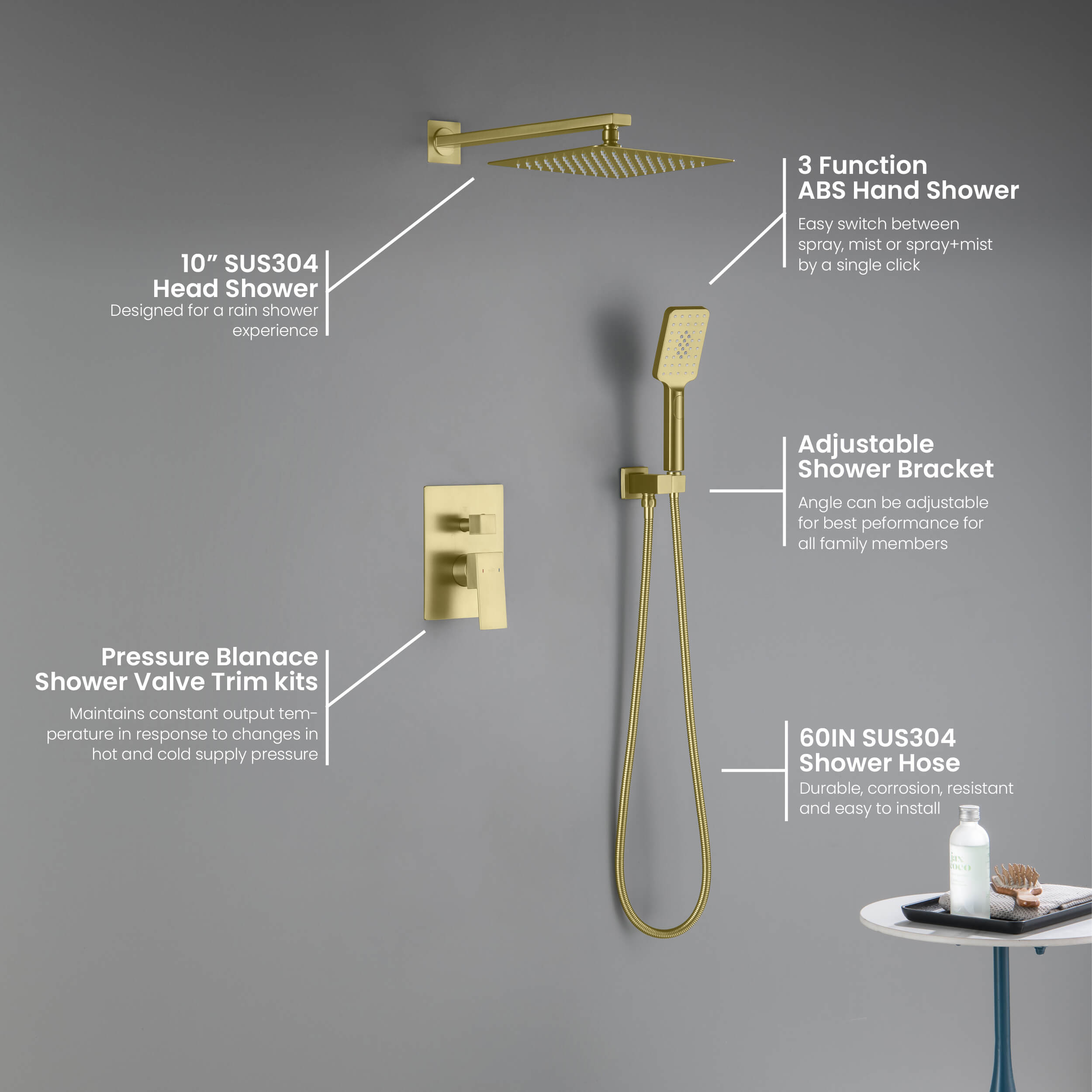 Cube Pressure Balanced 2-Function Shower System with Rough-In Valve KSF405