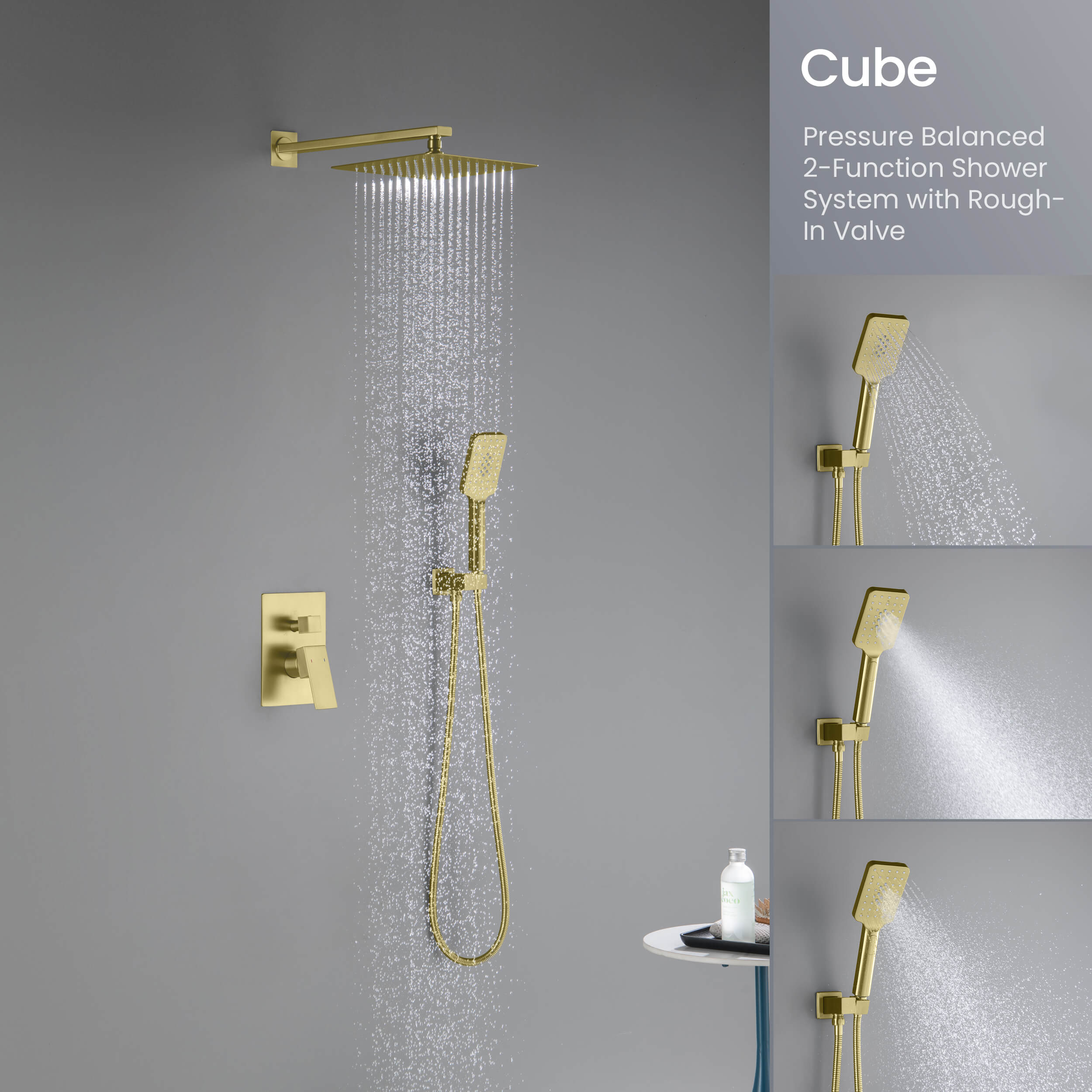 Cube Pressure Balanced 2-Function Shower System with Rough-In Valve KSF405