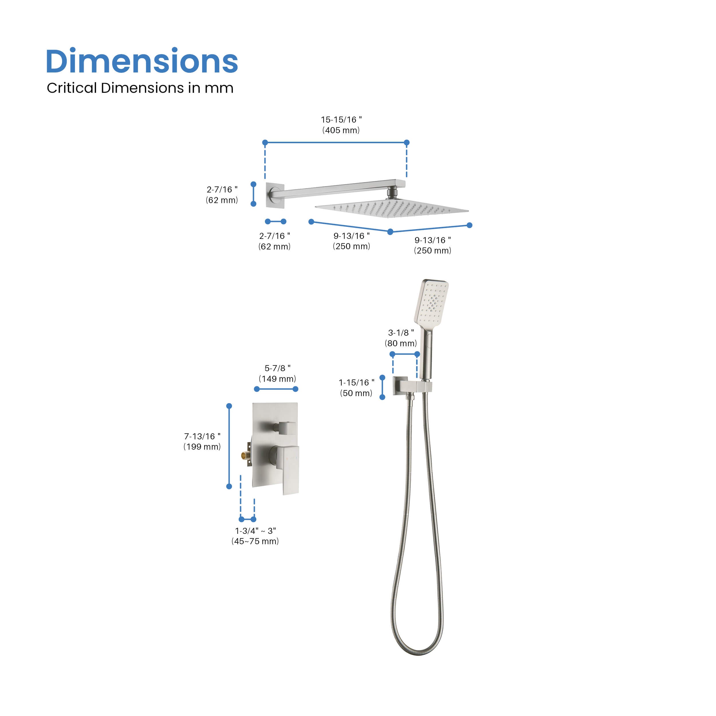 Cube Pressure Balanced 2-Function Shower System with Rough-In Valve KSF405
