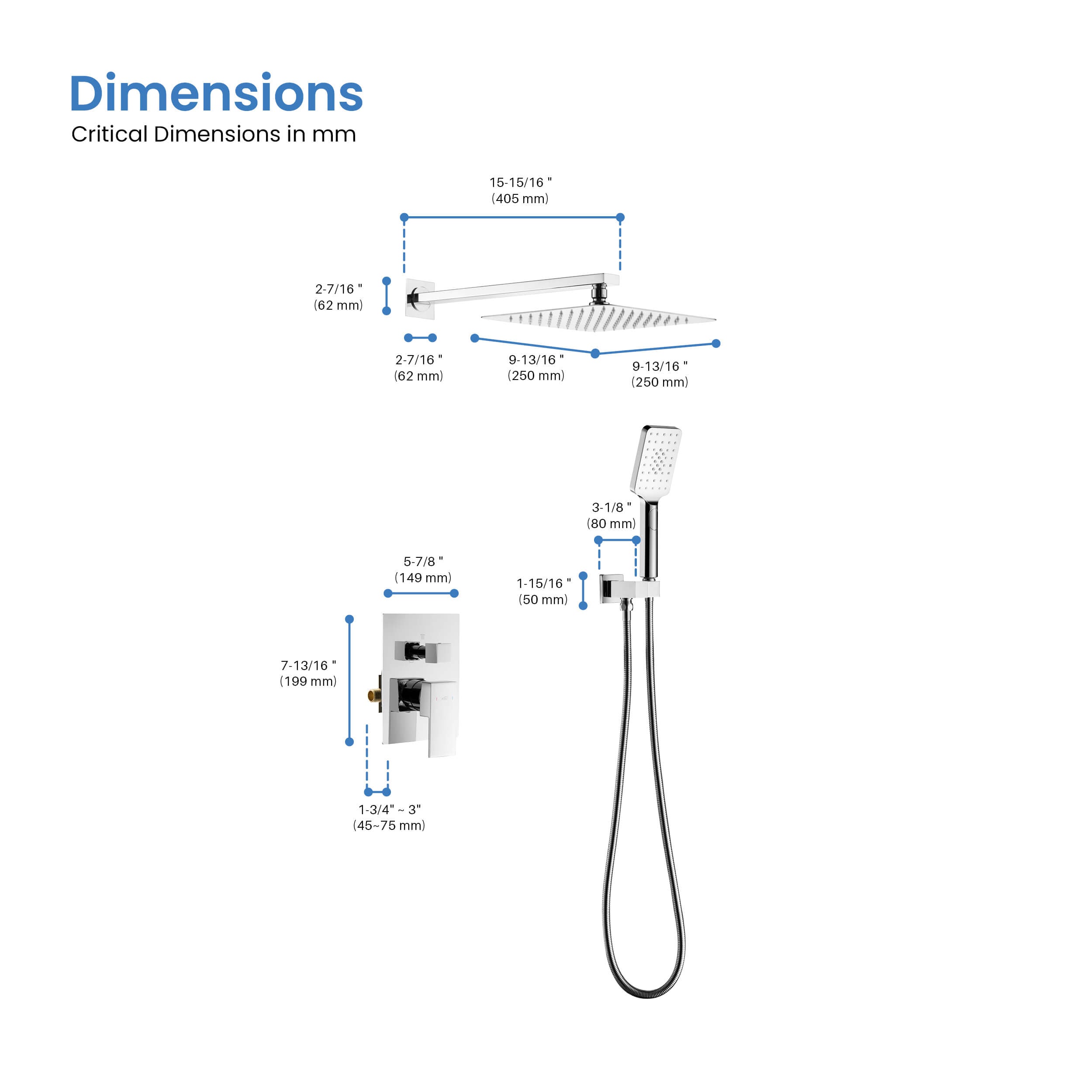 Cube Pressure Balanced 2-Function Shower System with Rough-In Valve KSF405