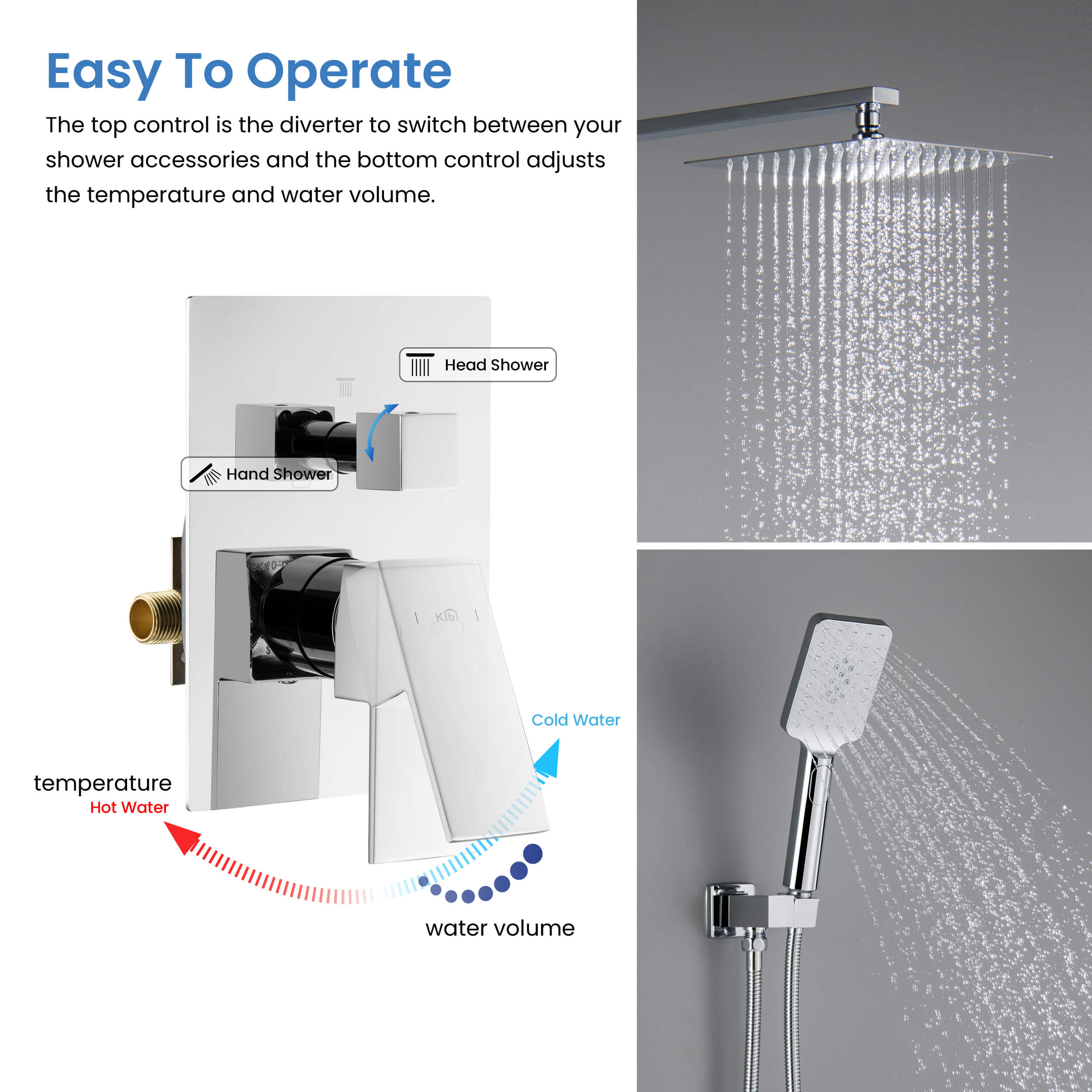 Cube Pressure Balanced 2-Function Shower System with Rough-In Valve KSF405