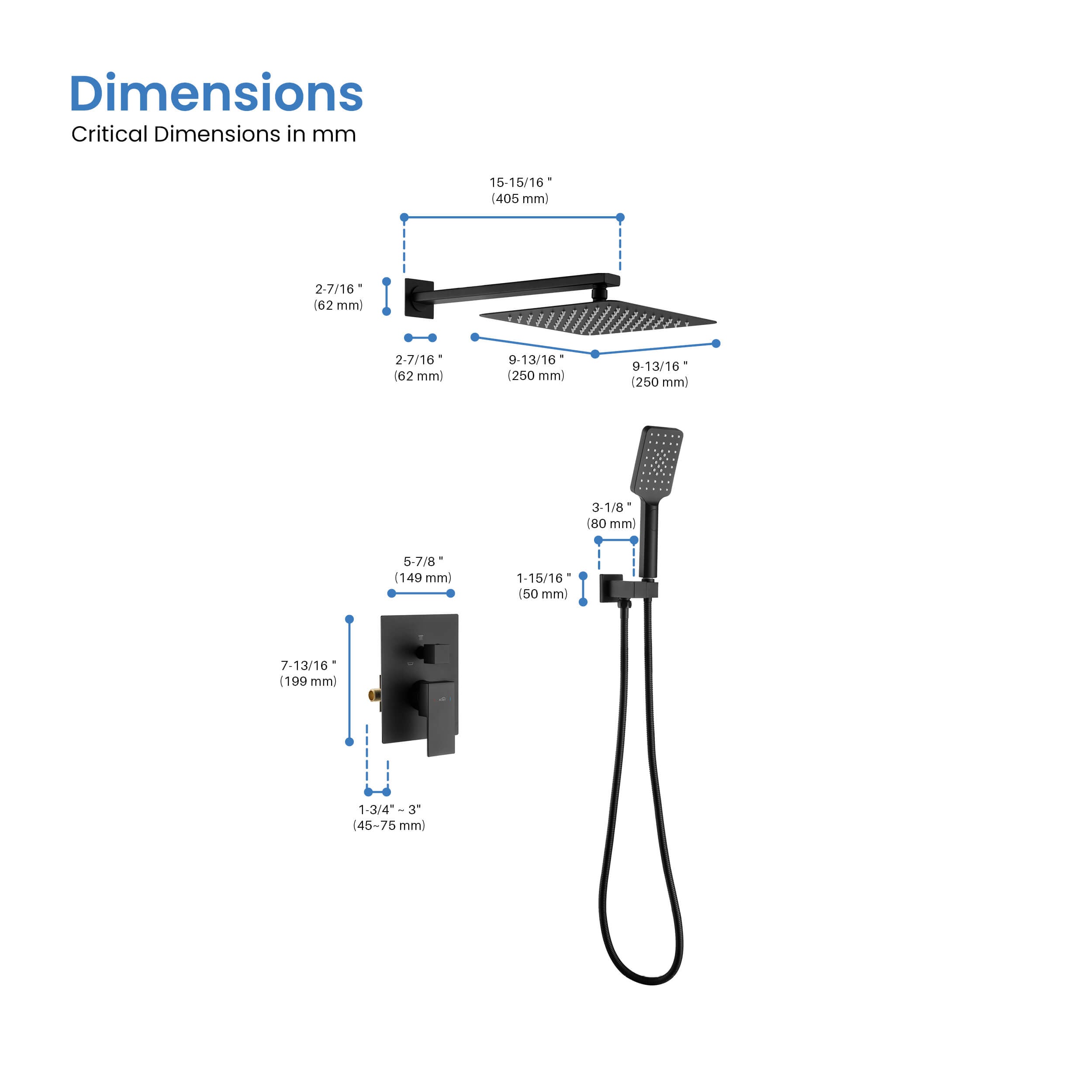 Cube Pressure Balanced 2-Function Shower System with Rough-In Valve KSF405