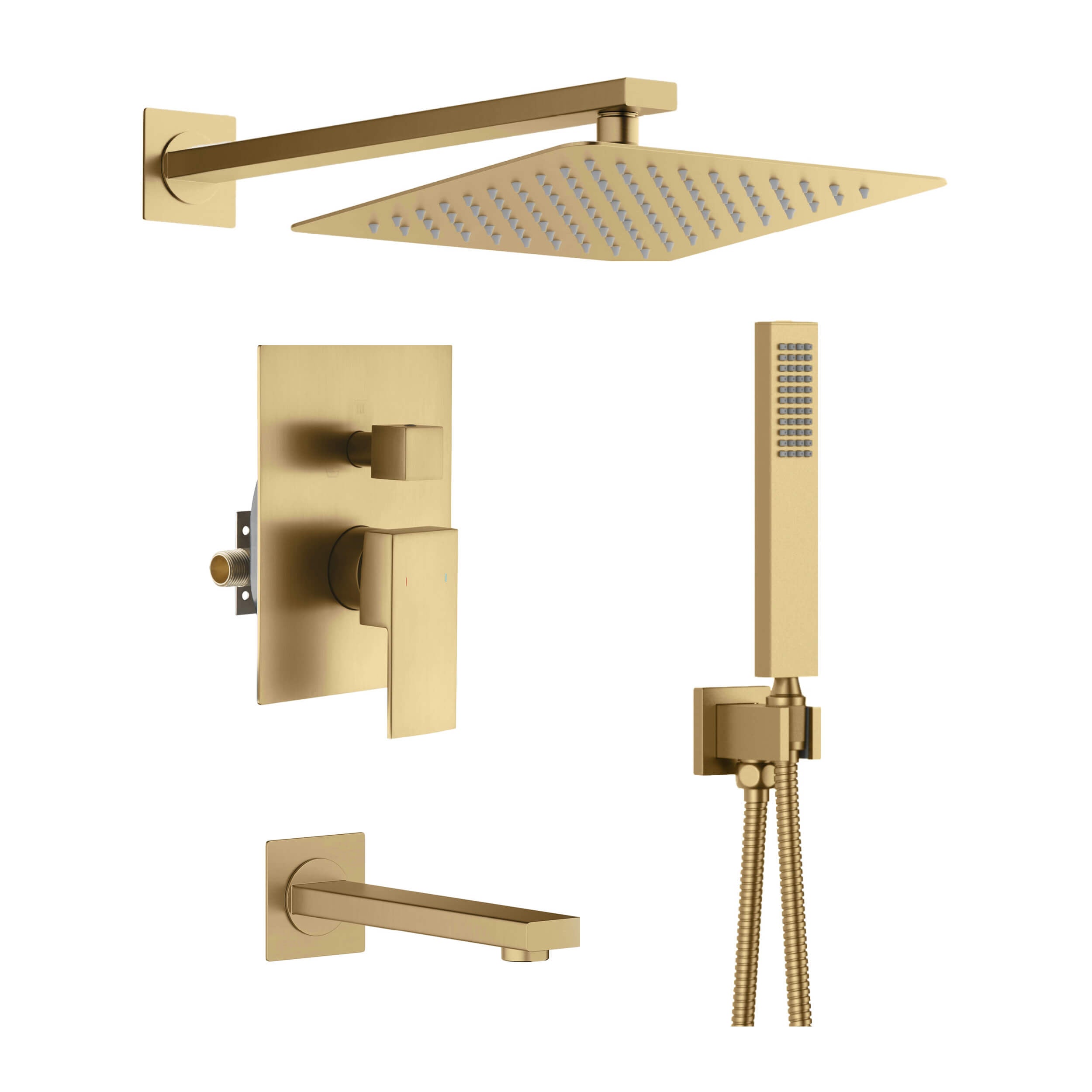 Cube Pressure Balanced 3-Function Shower System with Rough-In Valve KSF406