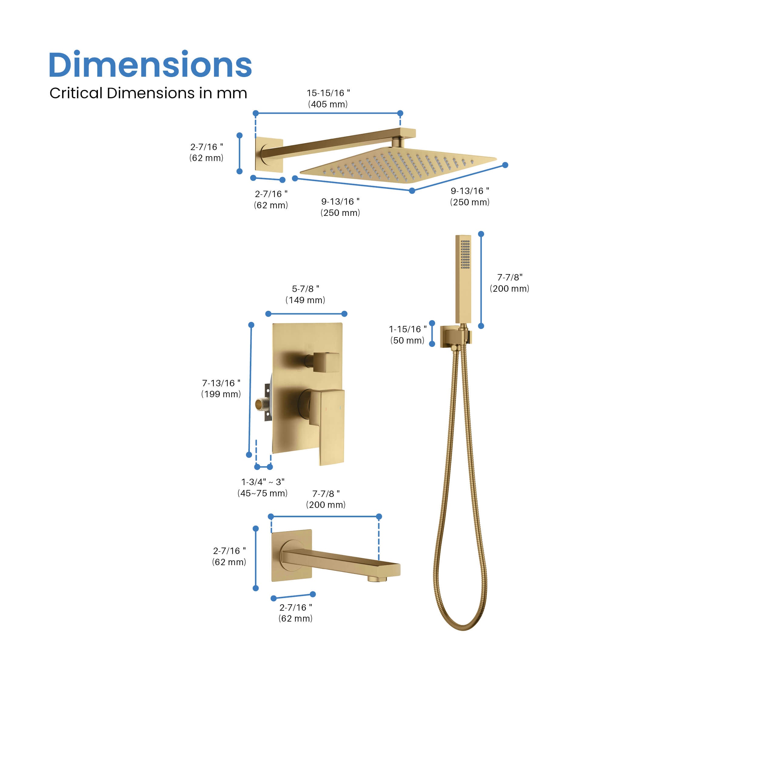 Cube Pressure Balanced 3-Function Shower System with Rough-In Valve KSF406