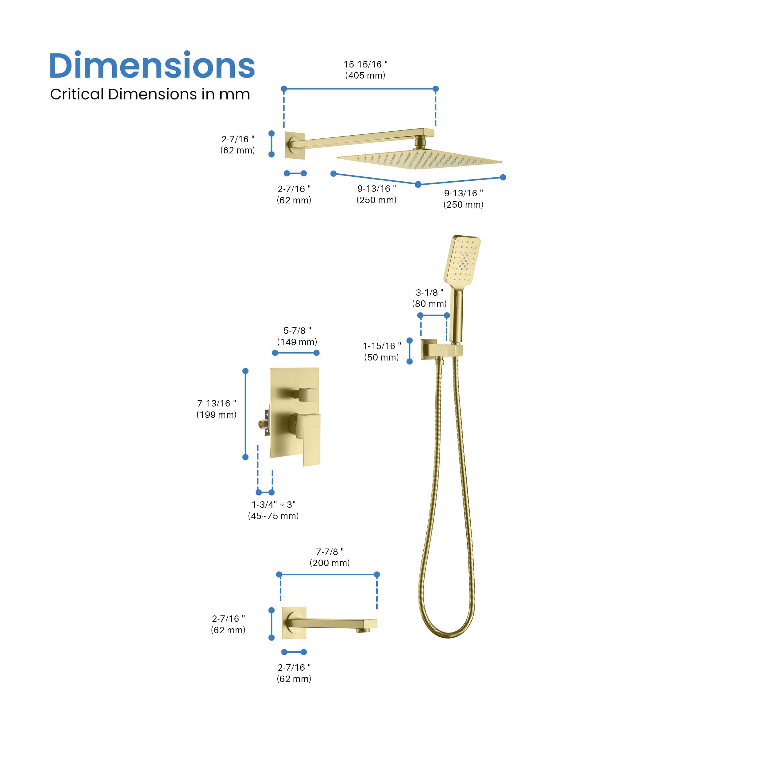 Cube Pressure Balanced 3-Function Shower System with Rough-In Valve KSF406