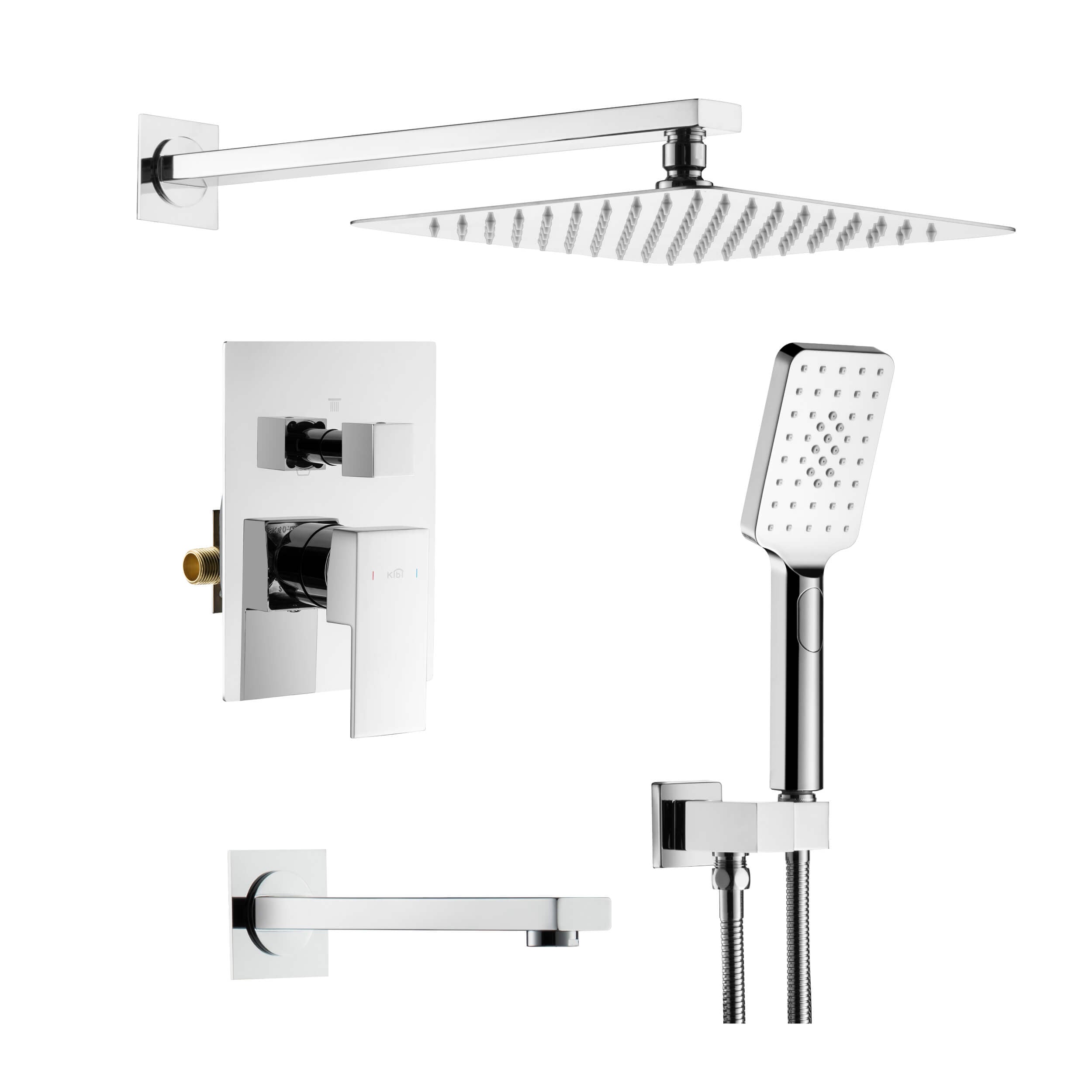 Cube Pressure Balanced 3-Function Shower System with Rough-In Valve KSF406
