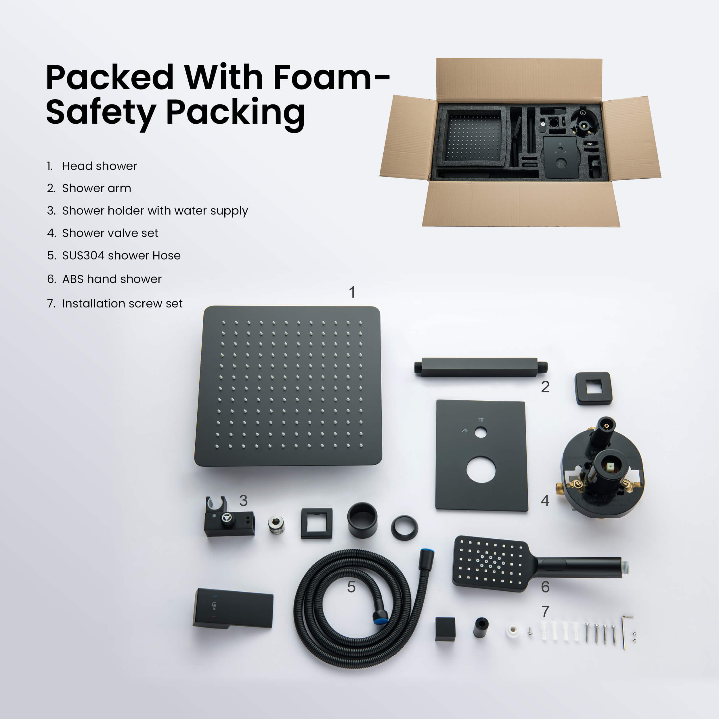 Cube Pressure Balanced Ceiling Mounted 2-Function Shower System with Rough In Valve - KSF412