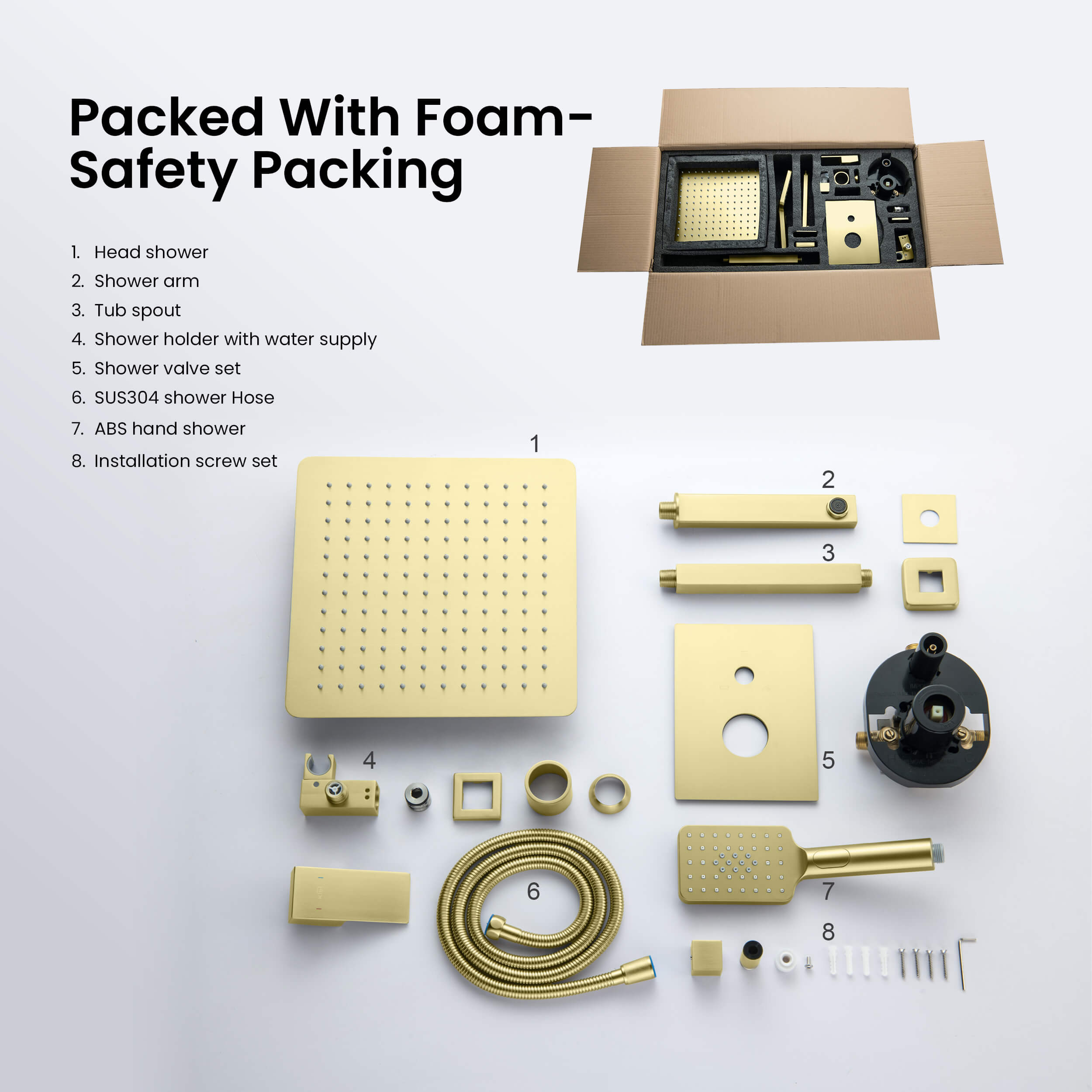 Cube Pressure Balanced Ceiling Mounted 3-Function Shower System with Rough In Valve - KSF413