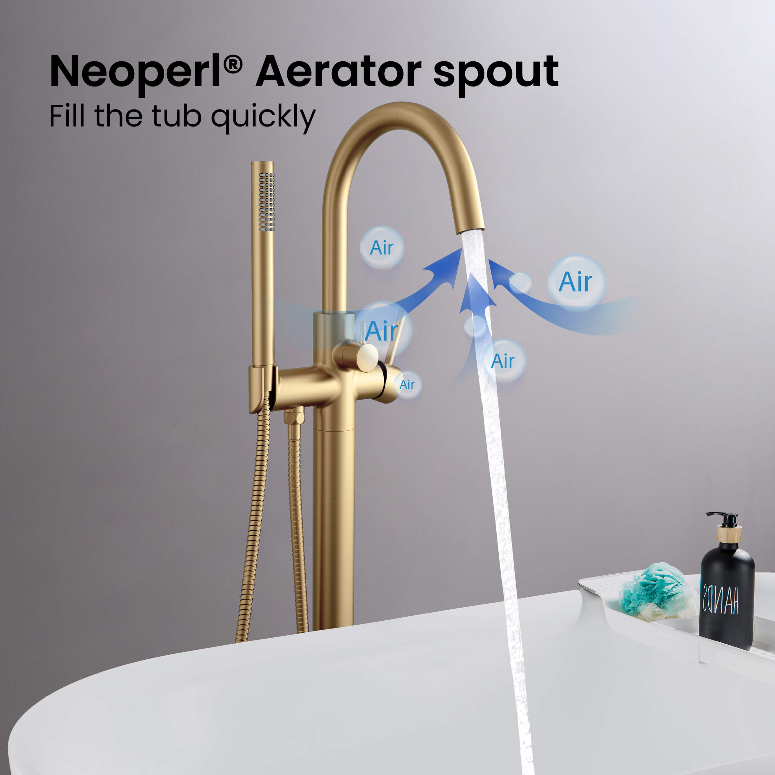 Circular Floor Mount Tub Filler With Hand Shower KTF301