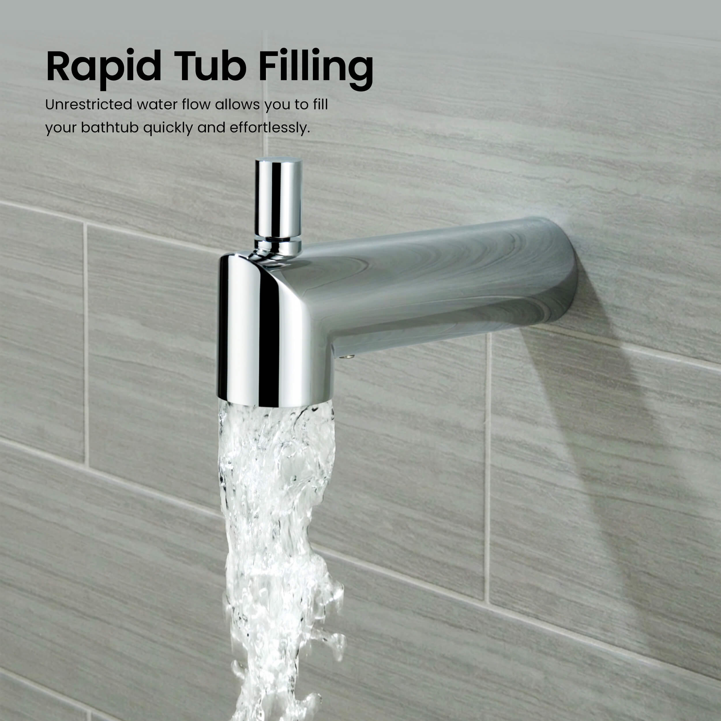 Circular Wall Mounted 1/2" Slip-On Tub Spout with Diverter - TS102