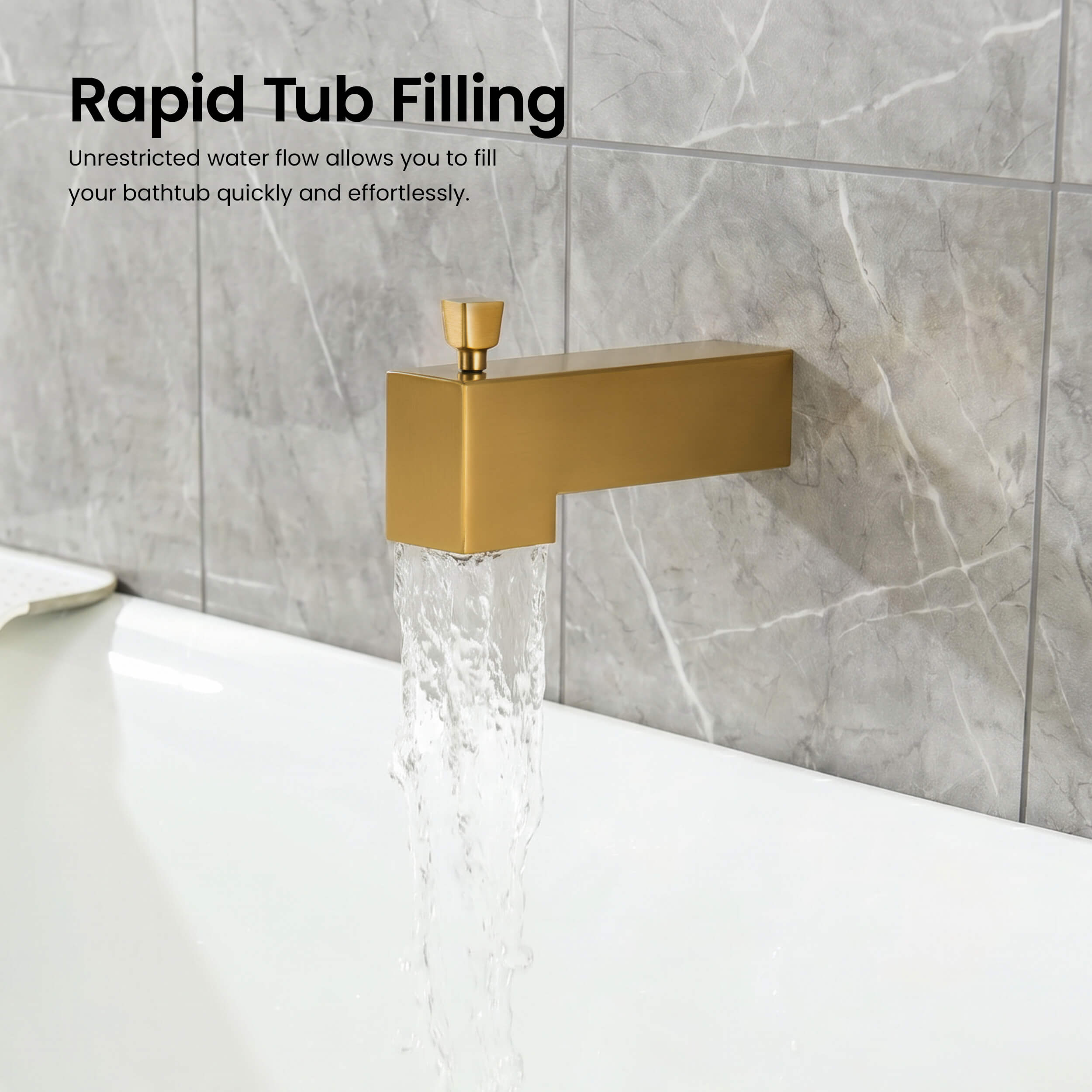 Cube Wall Mounted 1/2" Slip-On Tub Spout with Diverter - TS103