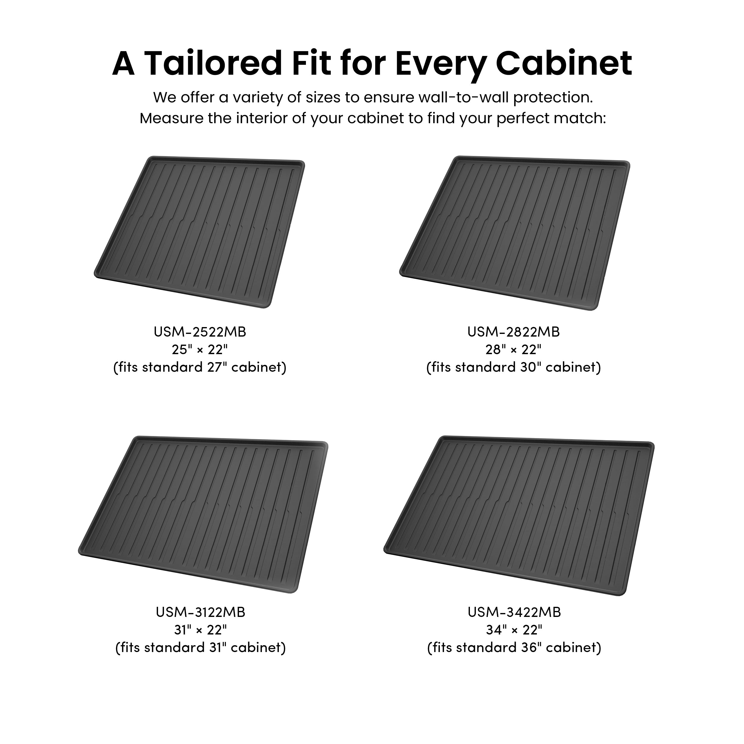 Premium Waterproof Under Sink Mat – 34" × 22" - USM-3422MB