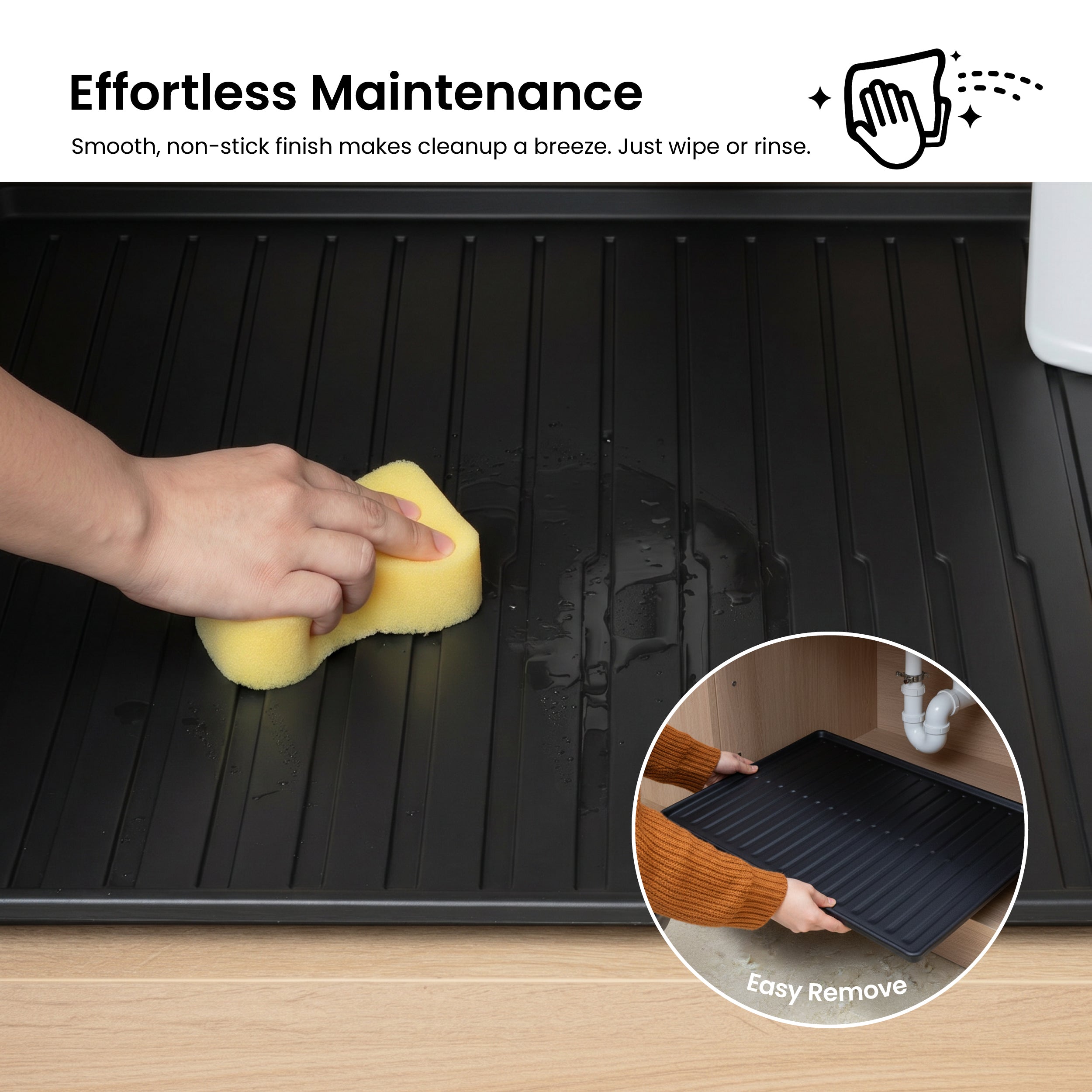 Premium Waterproof Under Sink Mat – 34" × 22" - USM-3422MB