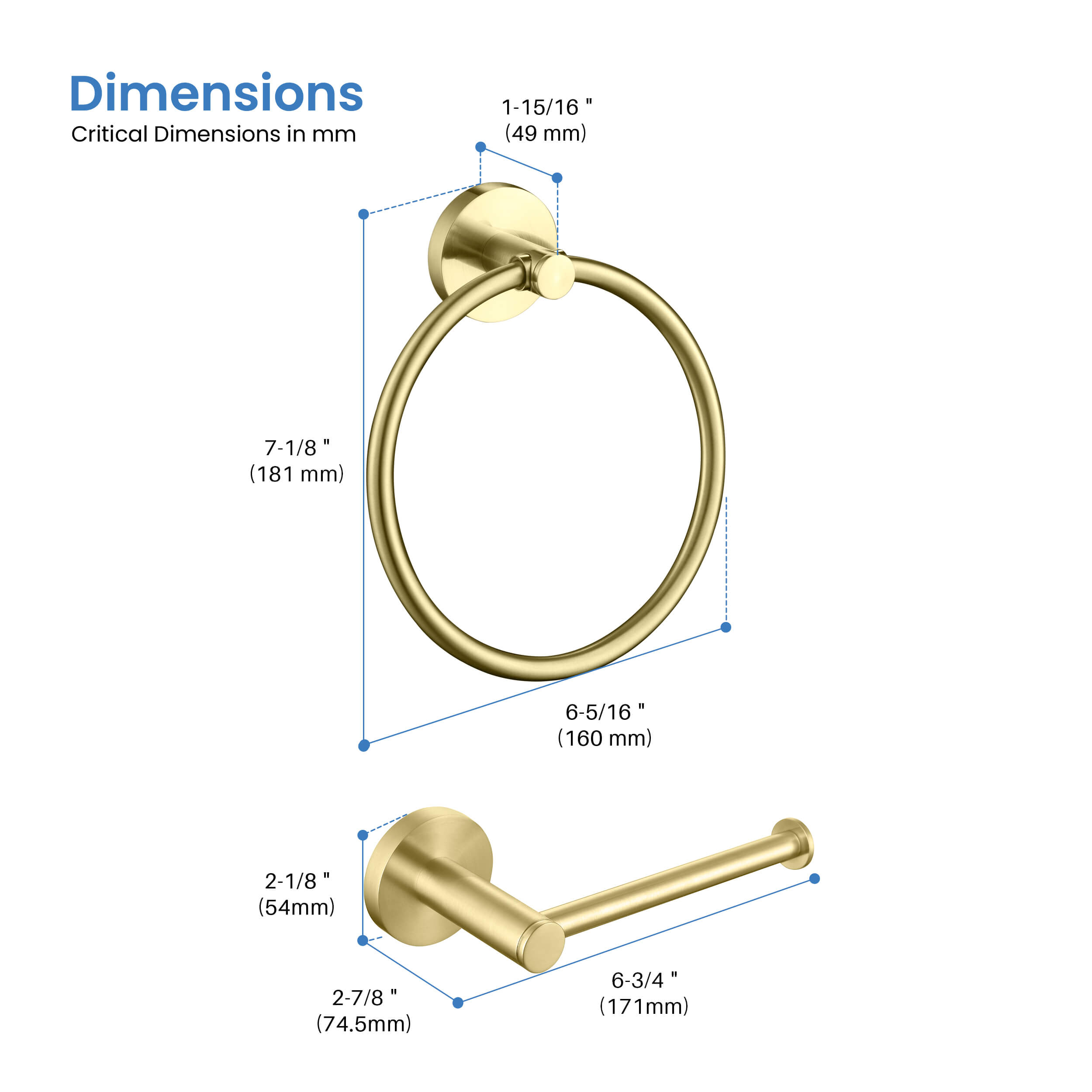 Circular 2-Piece Bathroom Hardware Set - C-KBA14-2-2