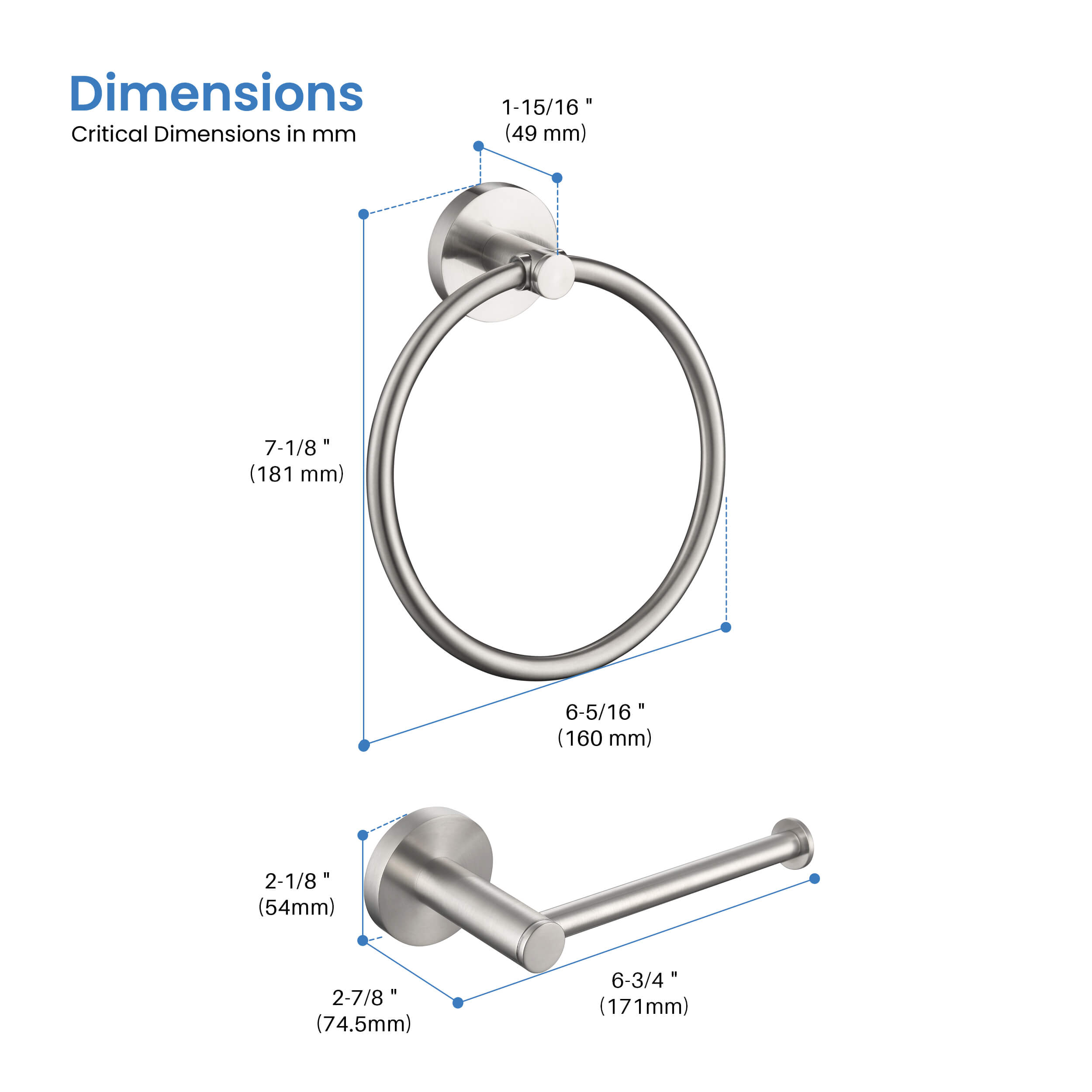 Circular 2-Piece Bathroom Hardware Set - C-KBA14-2-2