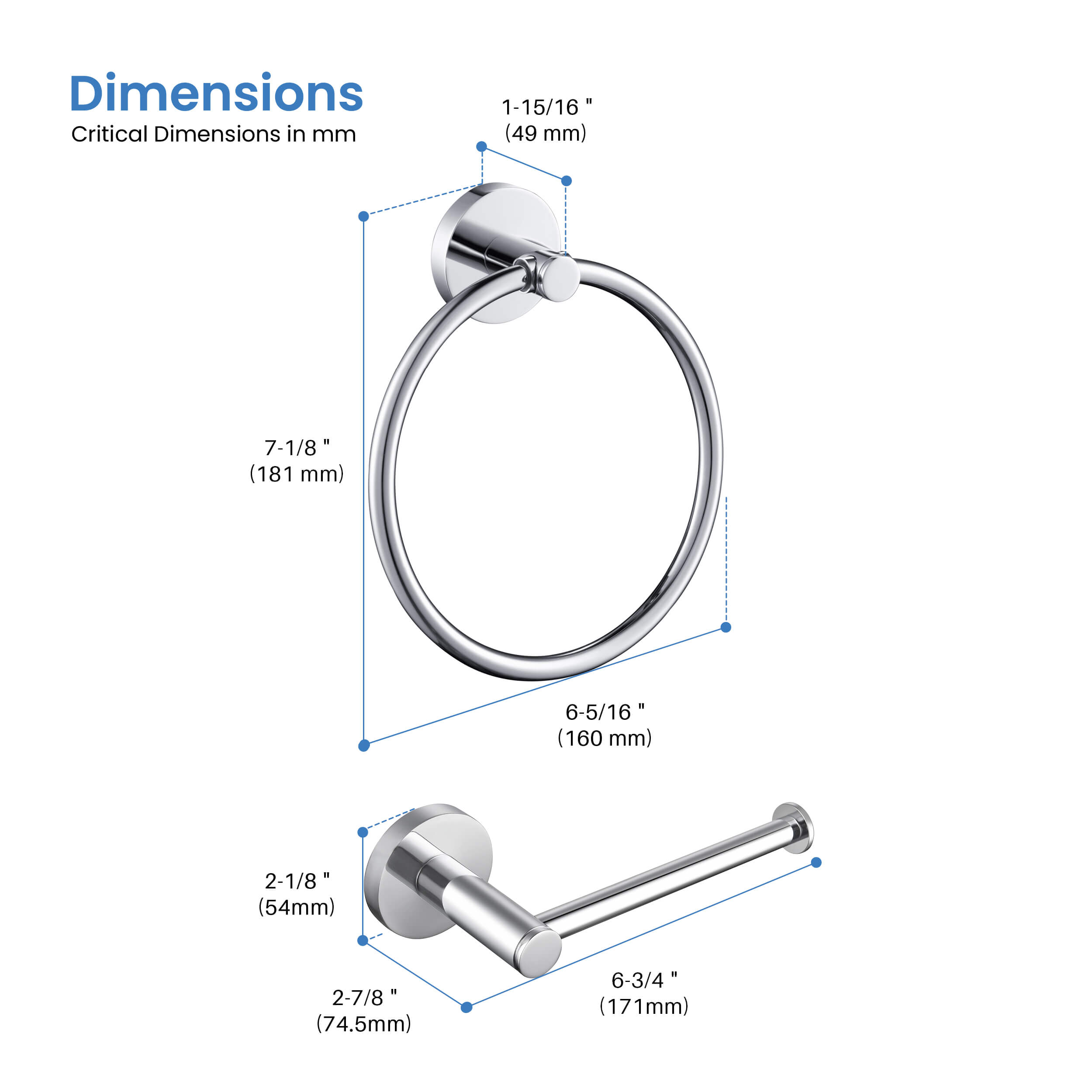 Circular 2-Piece Bathroom Hardware Set - C-KBA14-2-2