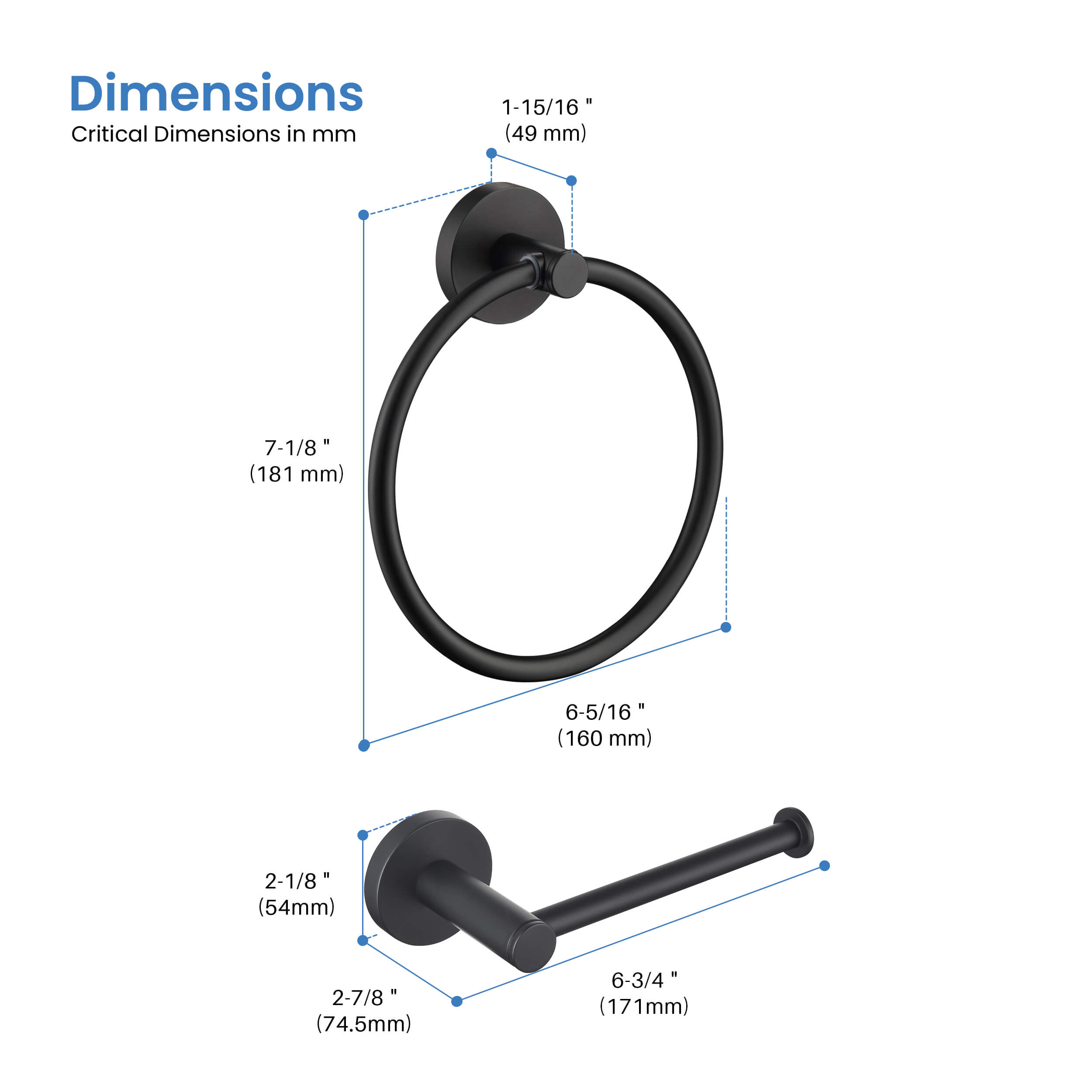 Circular 2-Piece Bathroom Hardware Set - C-KBA14-2-2