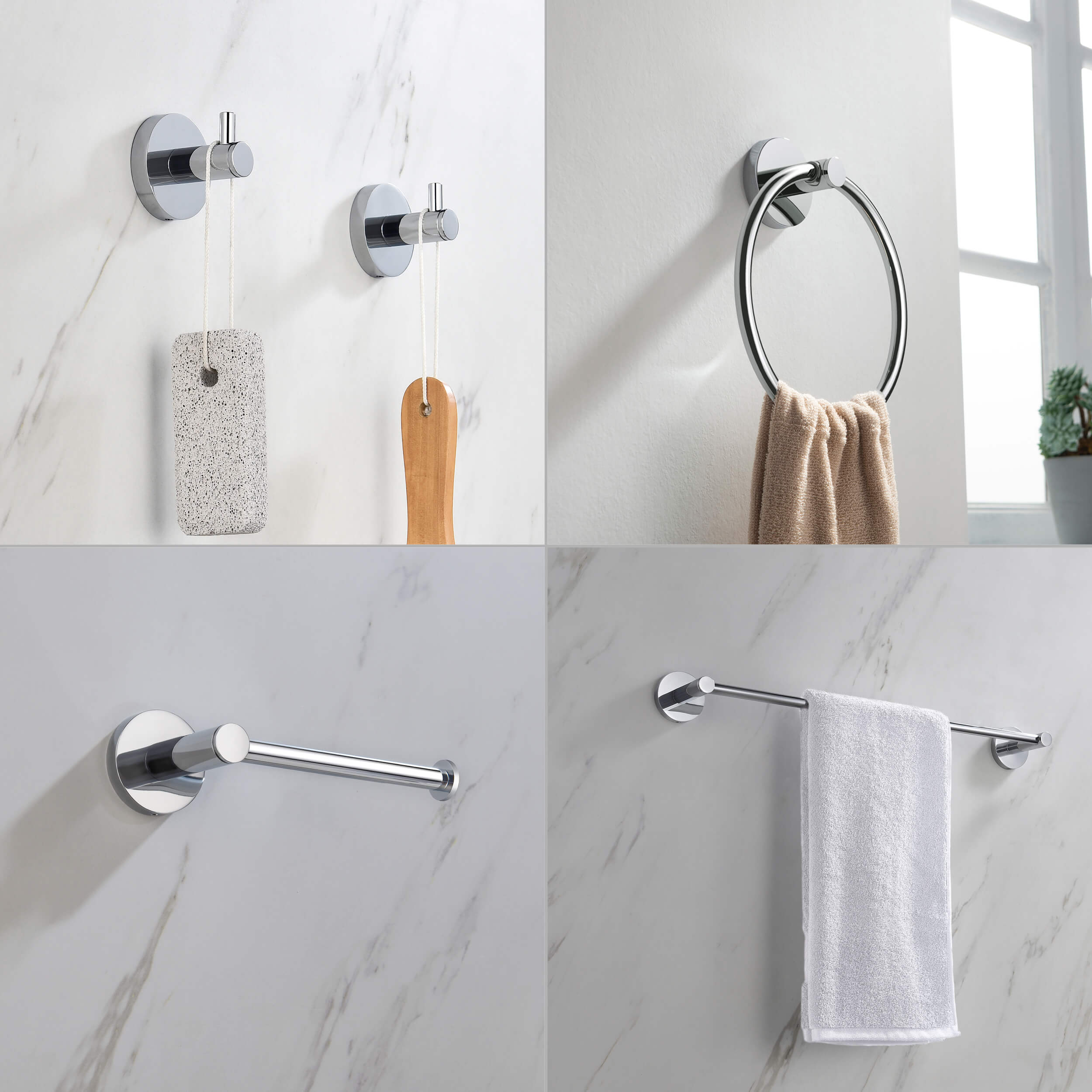 Circular 5-Piece Bathroom Hardware Set - C-KBA14-5-3