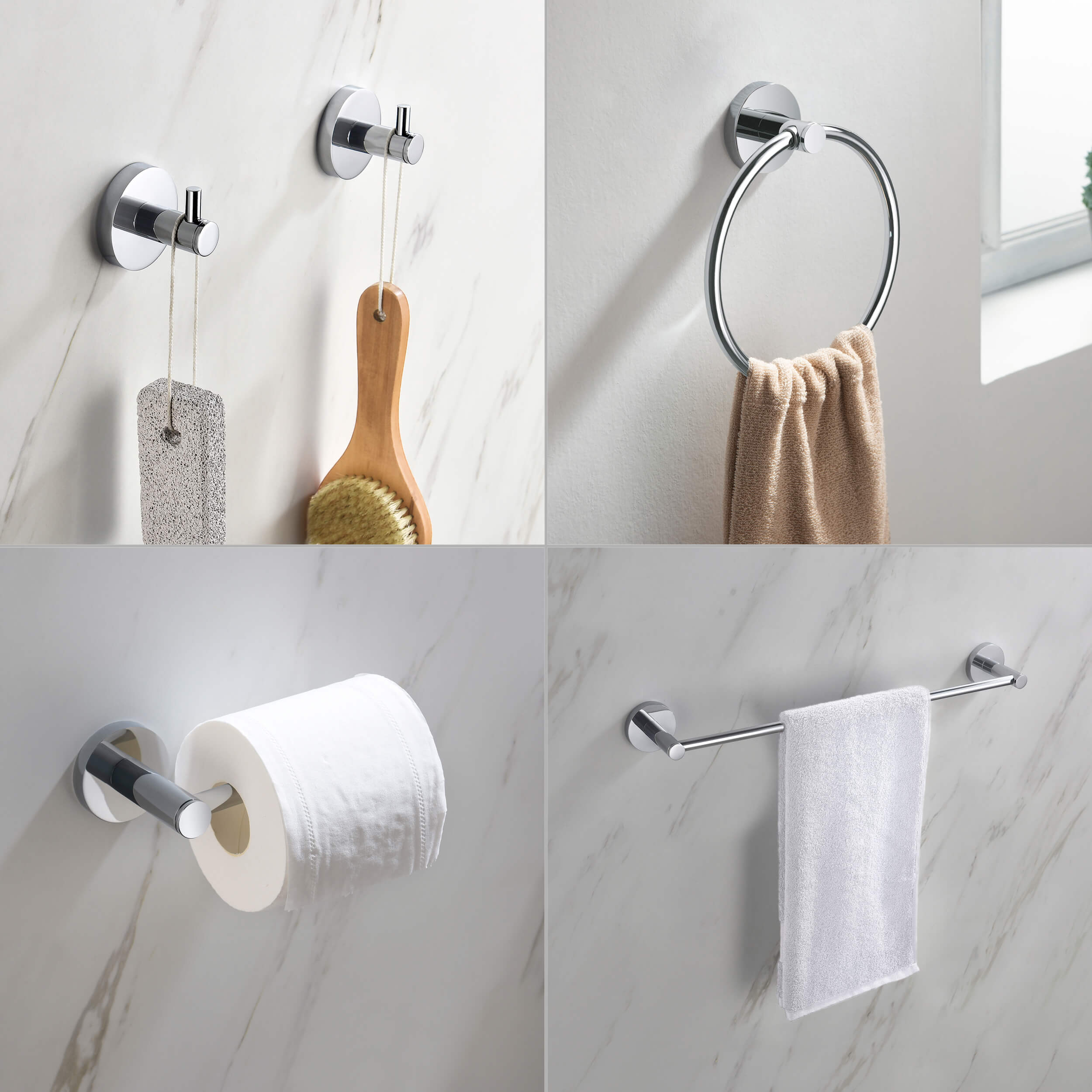 Circular 5-Piece Bathroom Hardware Set - C-KBA14-5-3