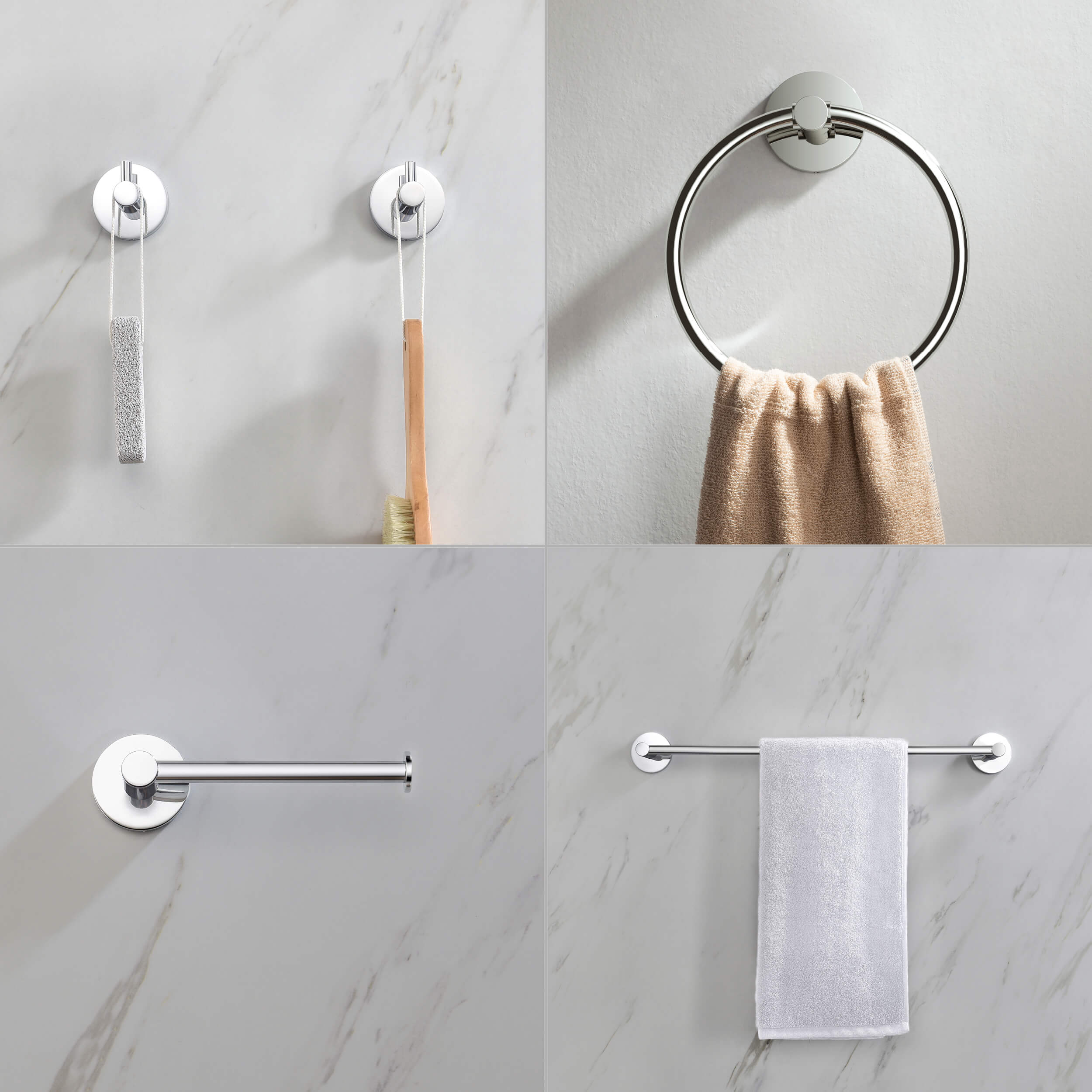 Circular 5-Piece Bathroom Hardware Set - C-KBA14-5-3