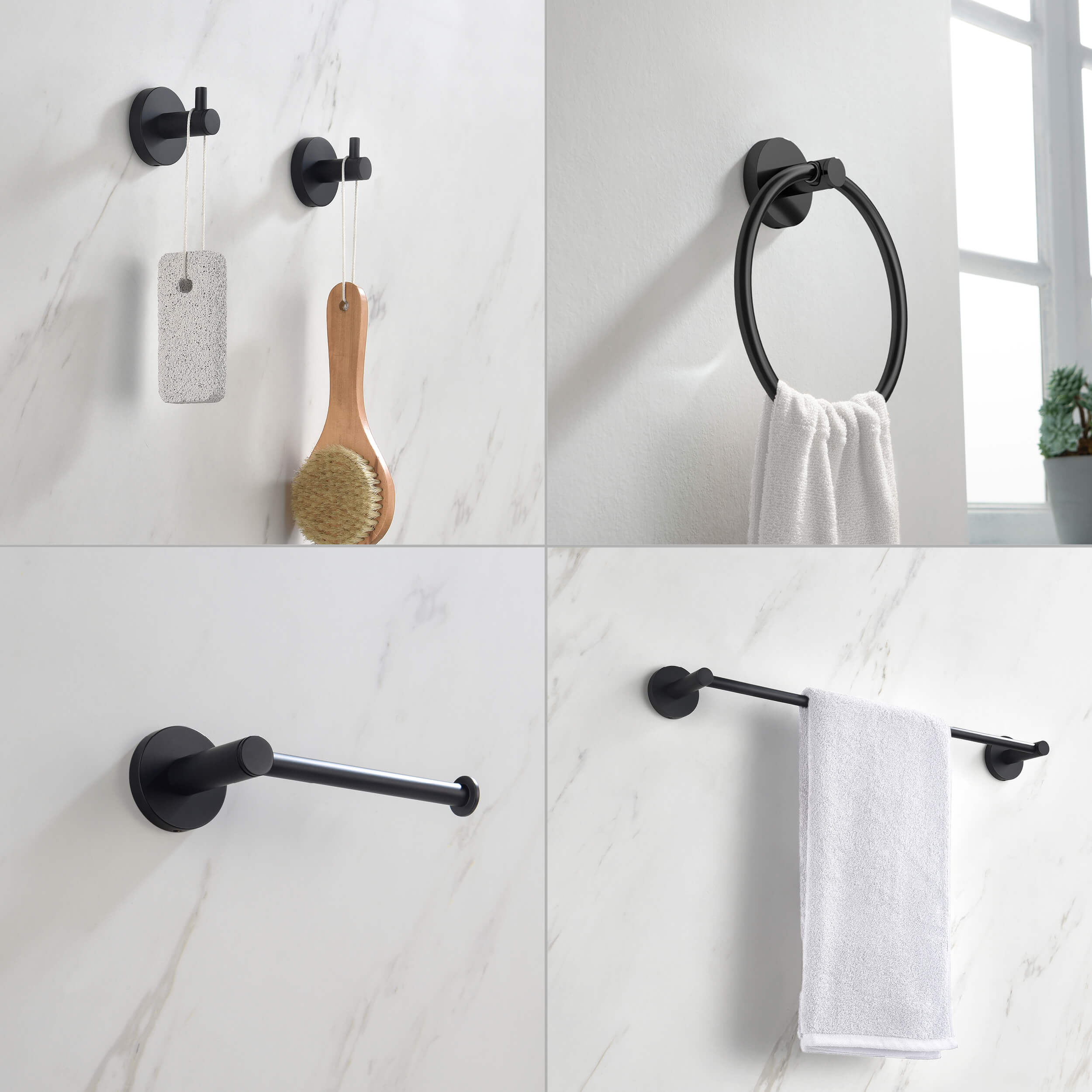 Circular 5-Piece Bathroom Hardware Set - C-KBA14-5-3