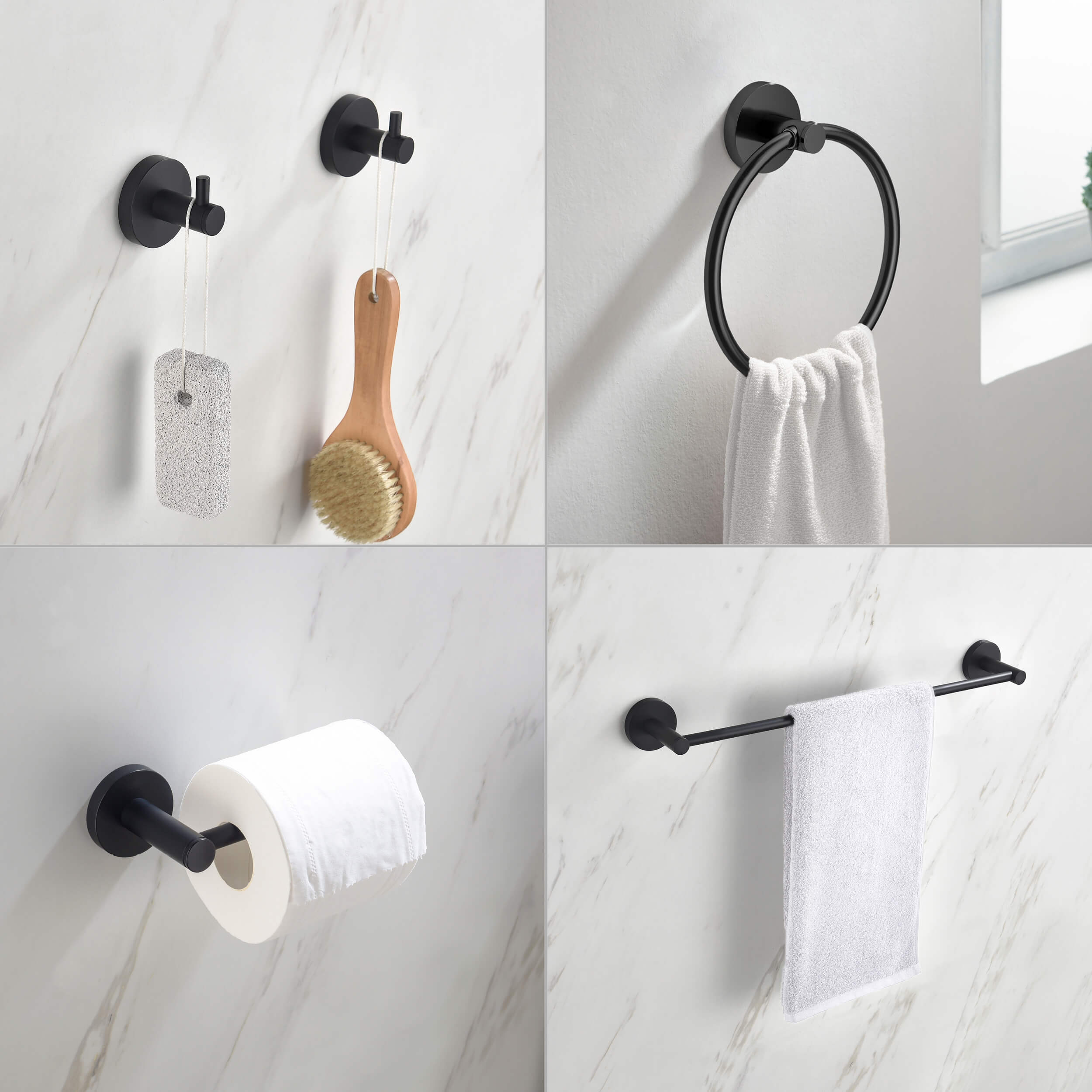 Circular 5-Piece Bathroom Hardware Set - C-KBA14-5-3