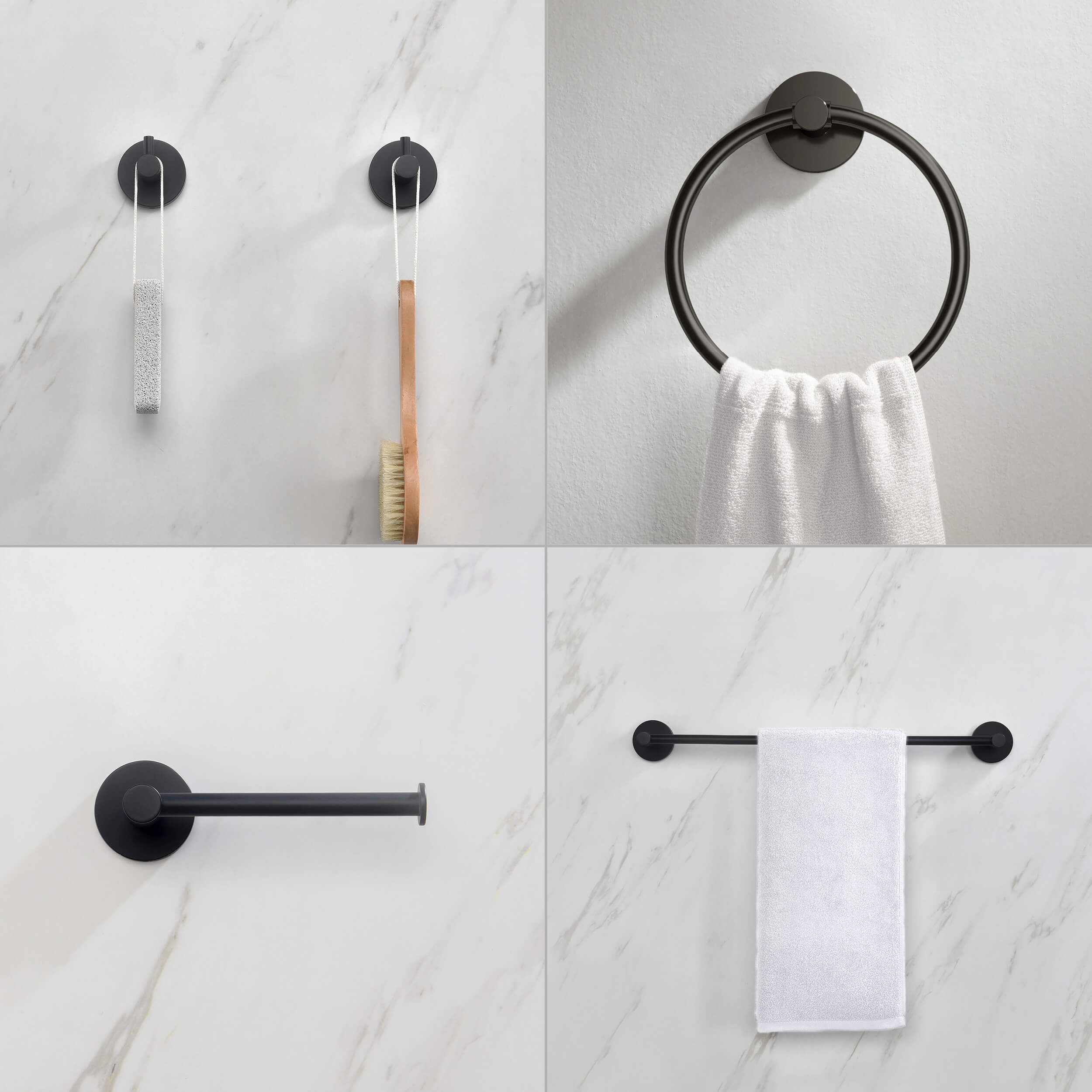 Circular 5-Piece Bathroom Hardware Set - C-KBA14-5-3
