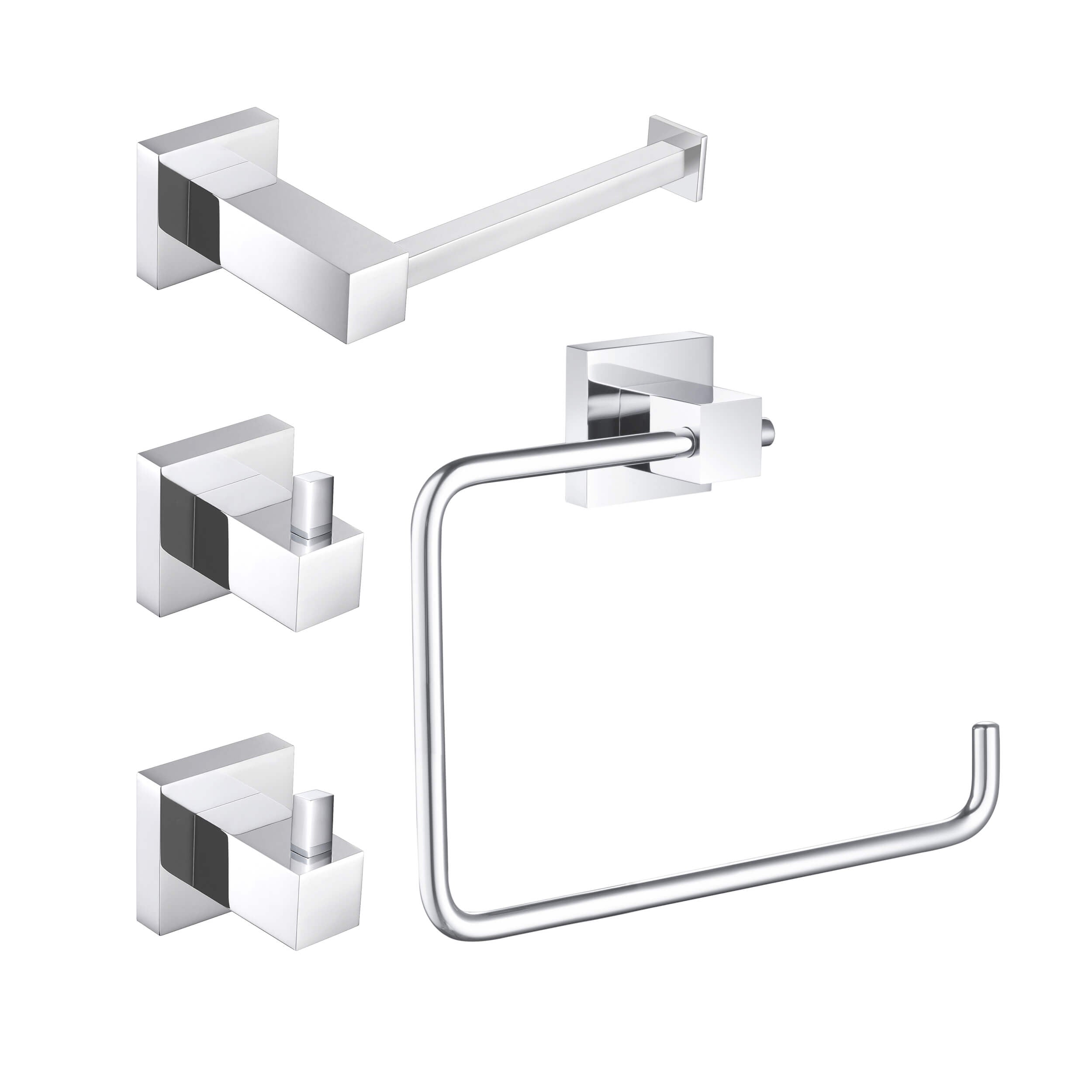 Cube 4-Piece Bathroom Hardware Set - C-KBA15-4-1