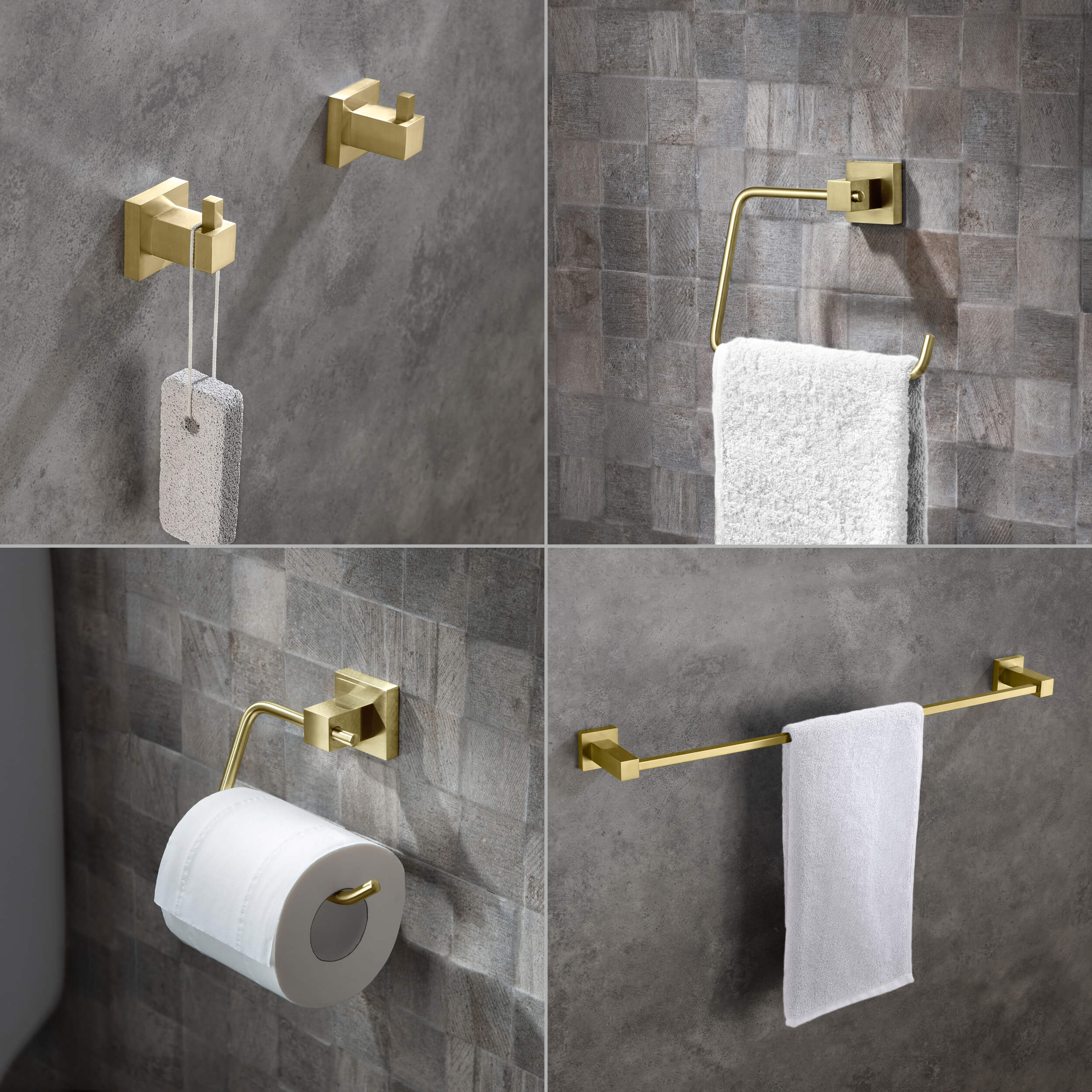 Cube 5-Piece Bathroom Hardware Set - C-KBA15-5-2