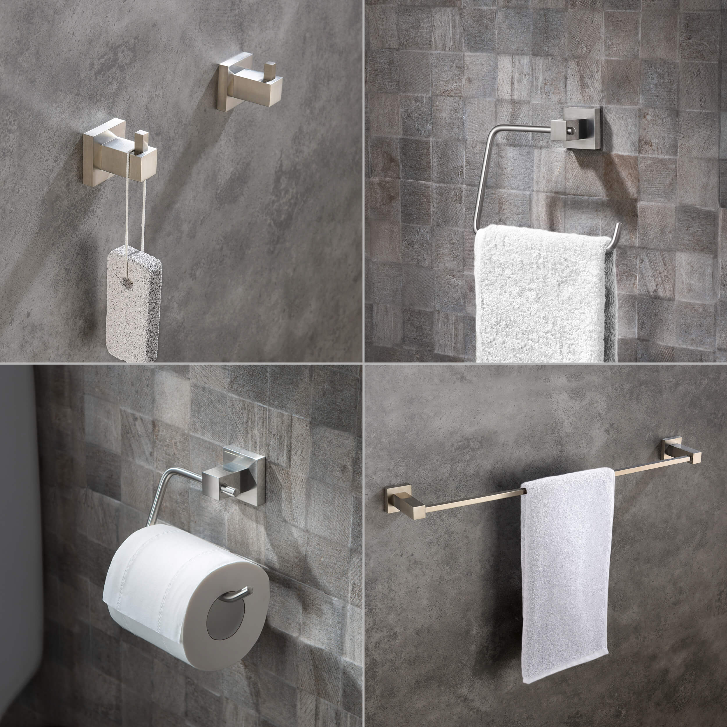 Cube 5-Piece Bathroom Hardware Set - C-KBA15-5-2