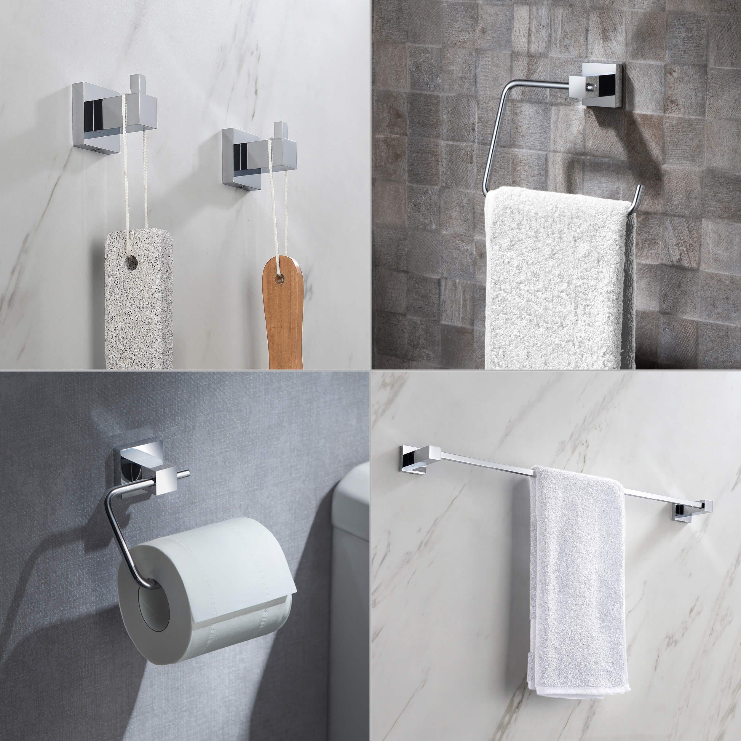 Cube 5-Piece Bathroom Hardware Set - C-KBA15-5-2