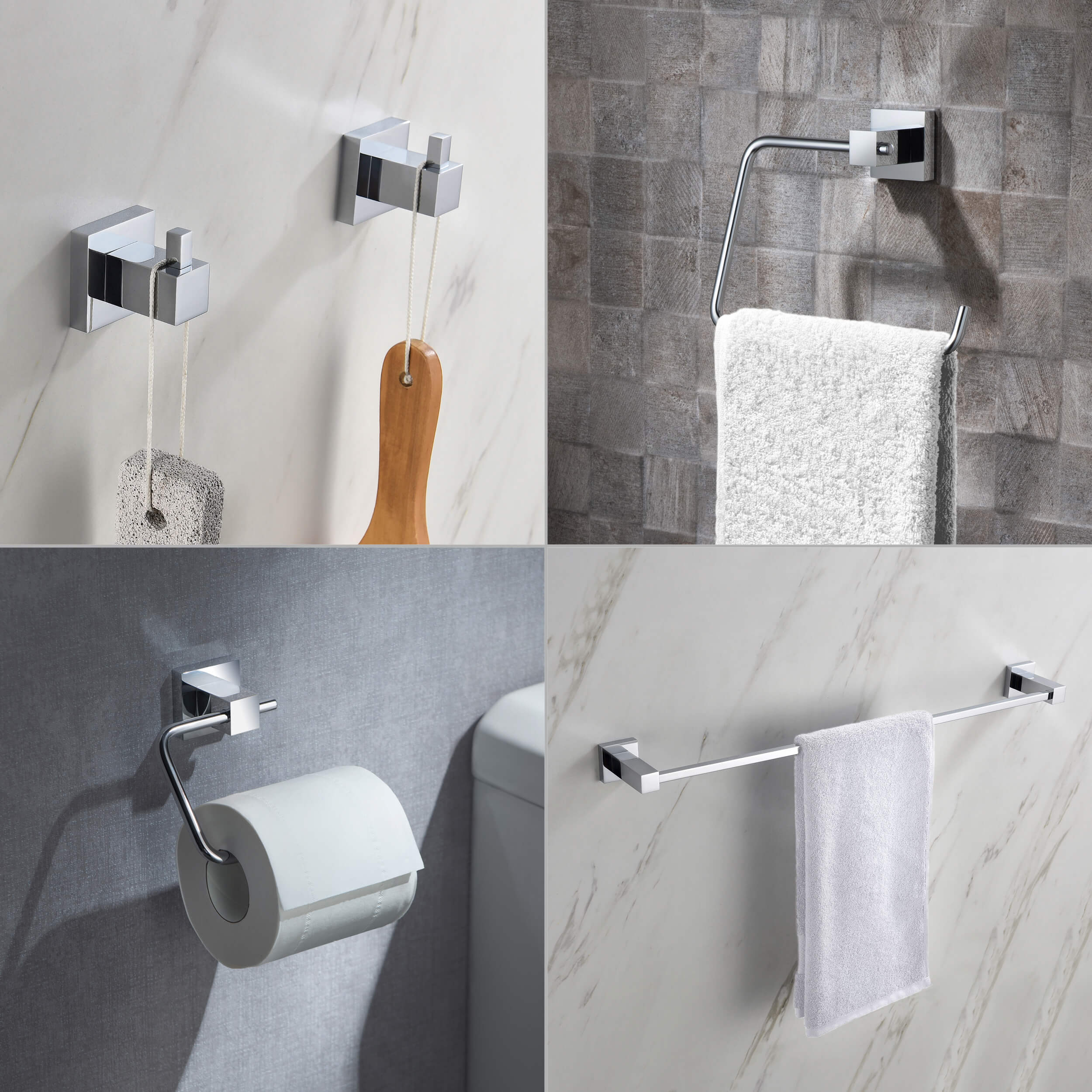 Cube 5-Piece Bathroom Hardware Set - C-KBA15-5-2