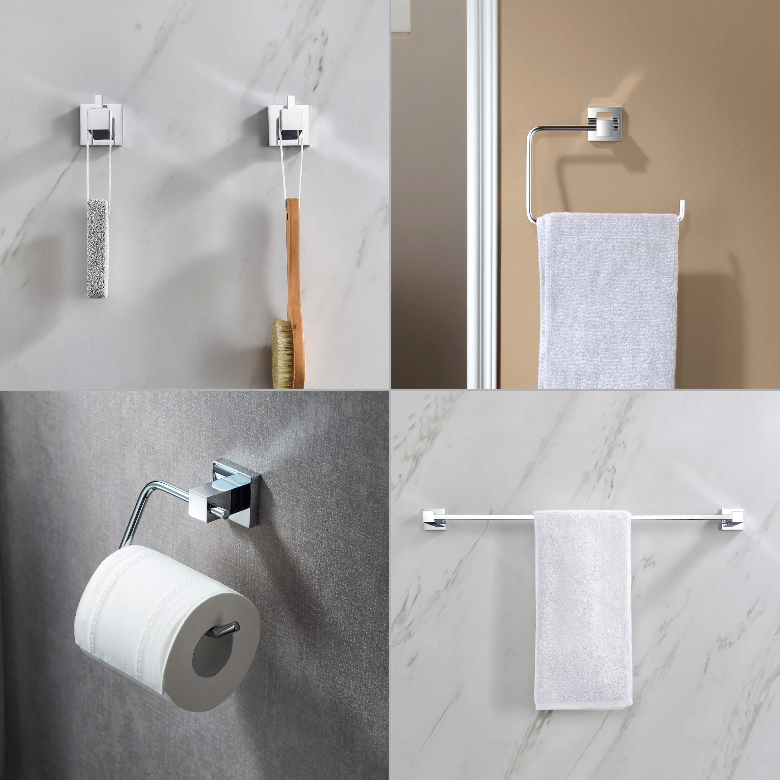 Cube 5-Piece Bathroom Hardware Set - C-KBA15-5-2