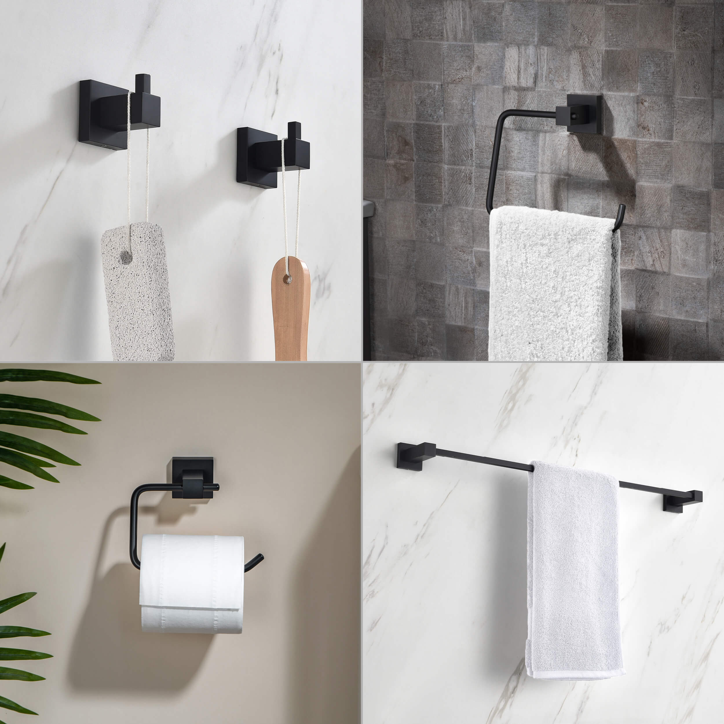 Cube 5-Piece Bathroom Hardware Set - C-KBA15-5-2