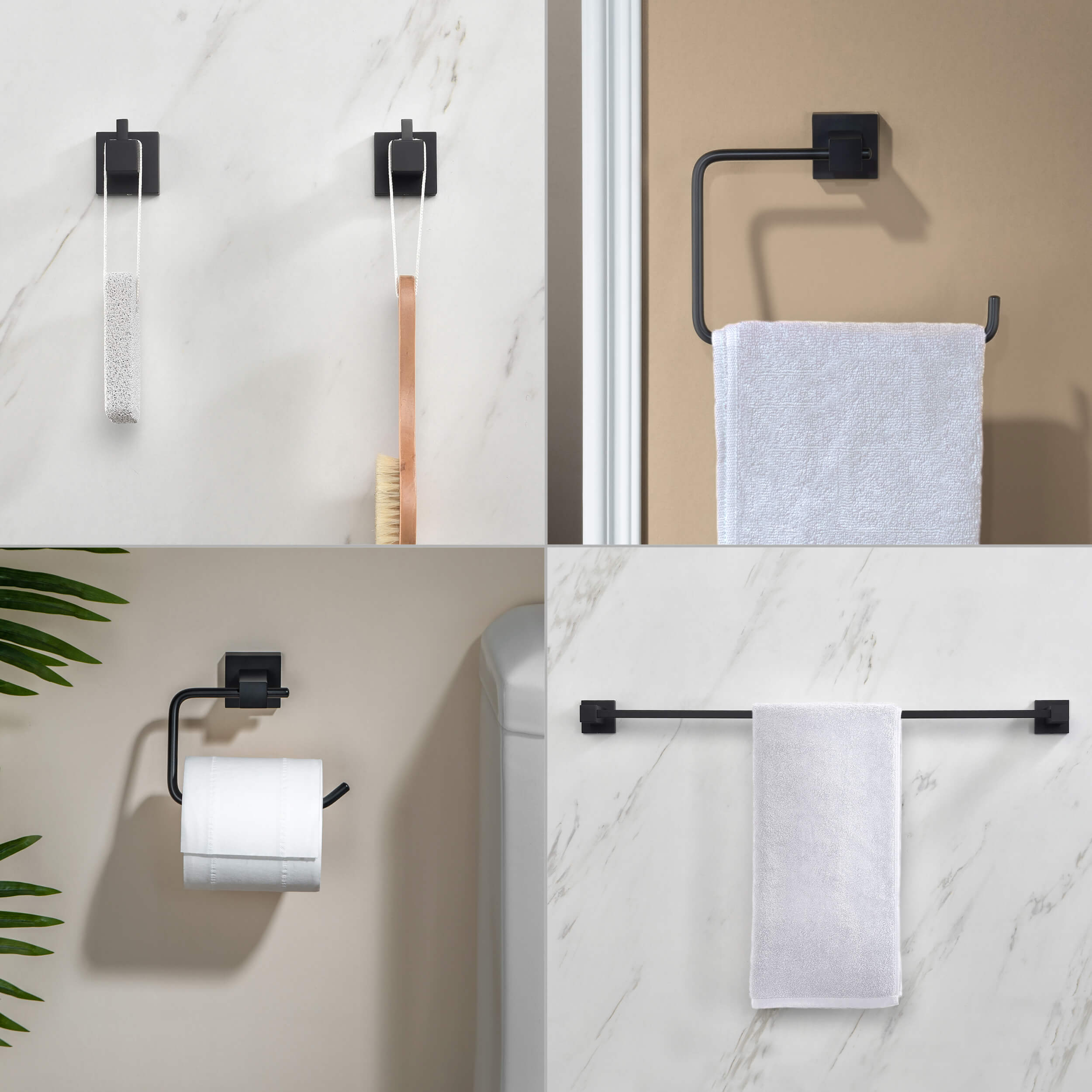 Cube 5-Piece Bathroom Hardware Set - C-KBA15-5-2