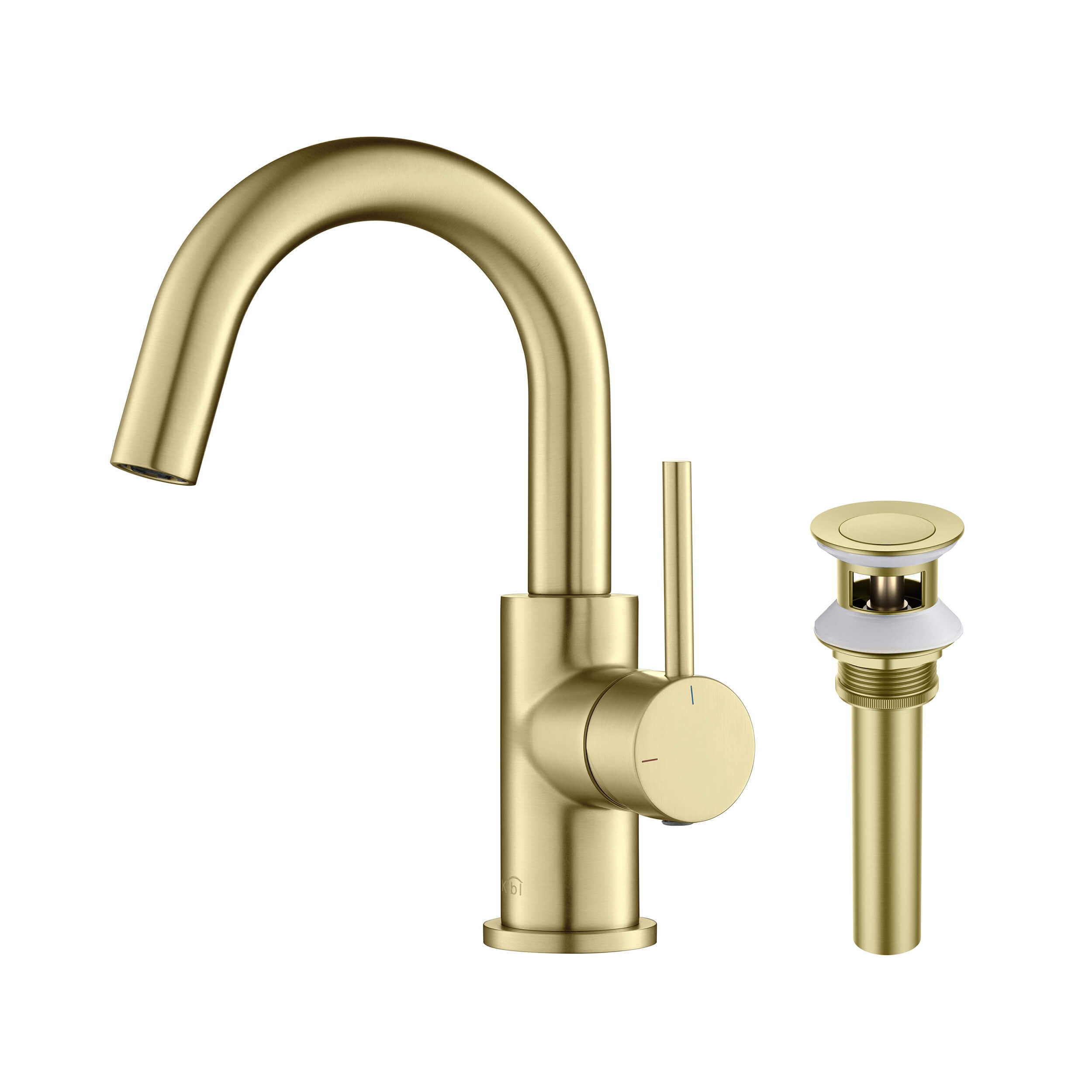 Circular Single Handle High-Arc Bathroom Vanity Sink Faucet C-KBF1021-KPW100