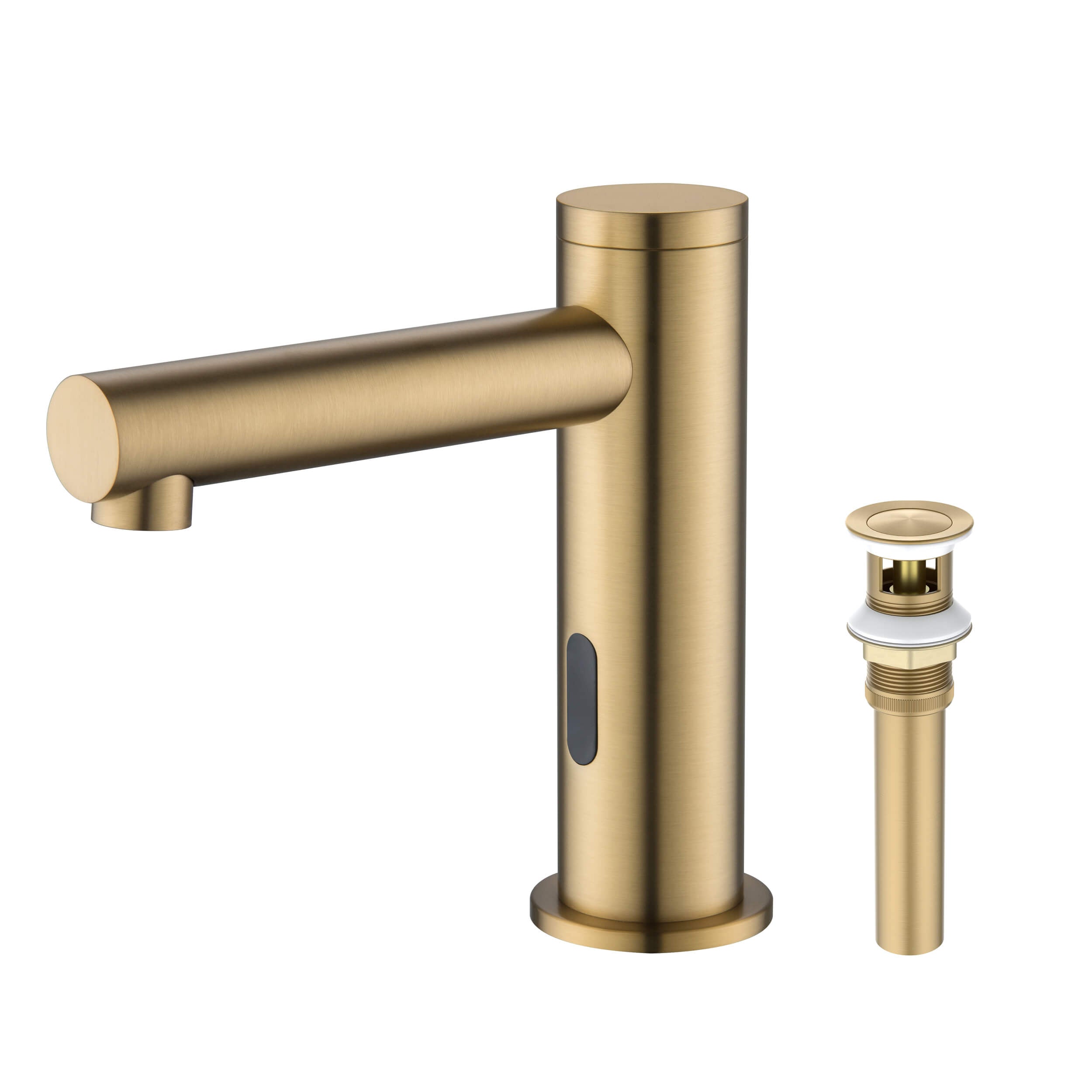 Circular Touchless Bathroom Vanity Sink Faucet with Pop-Up Drain — Plug-In or Battery Powered - C-KBF1029