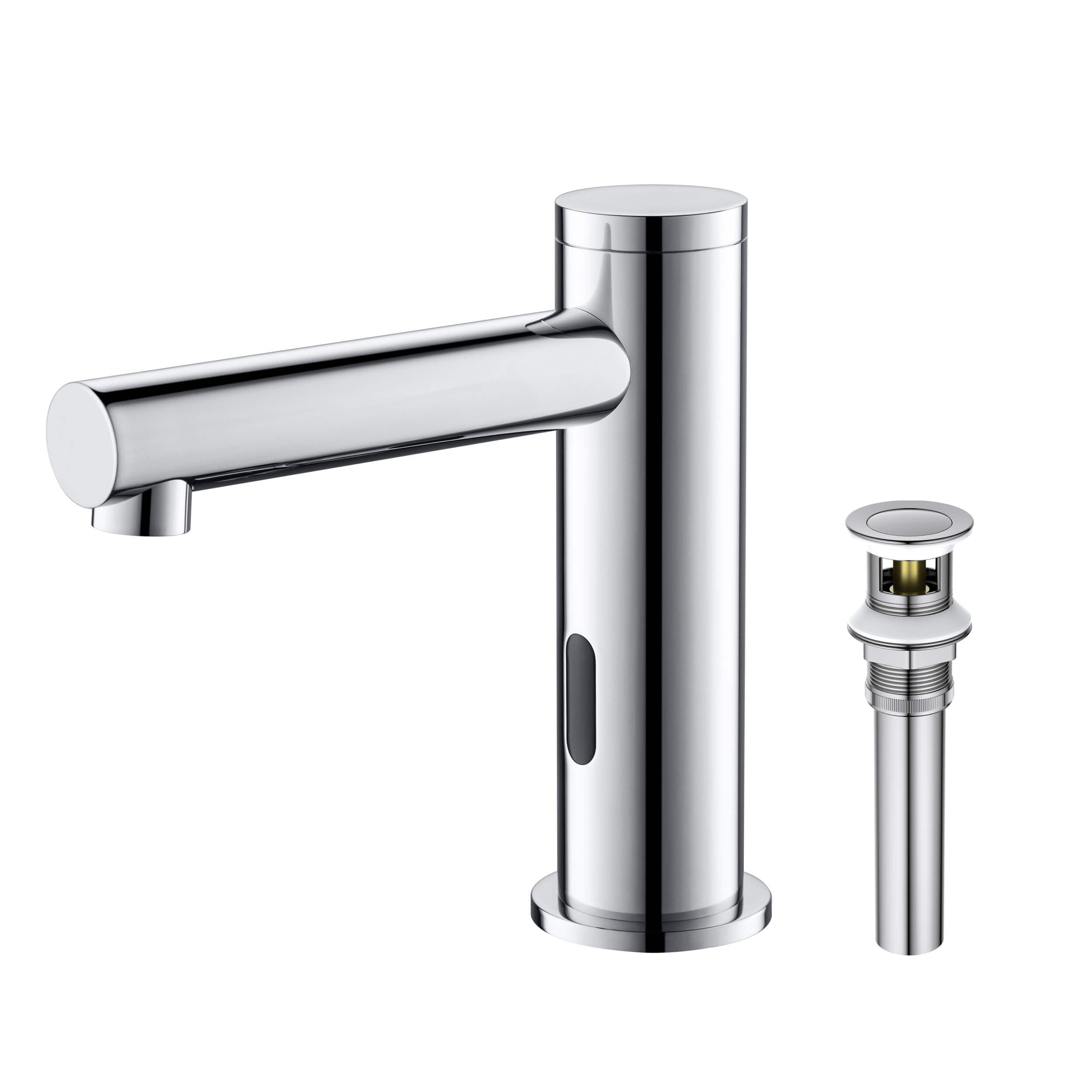 Circular Touchless Bathroom Vanity Sink Faucet with Pop-Up Drain — Plug-In or Battery Powered - C-KBF1029