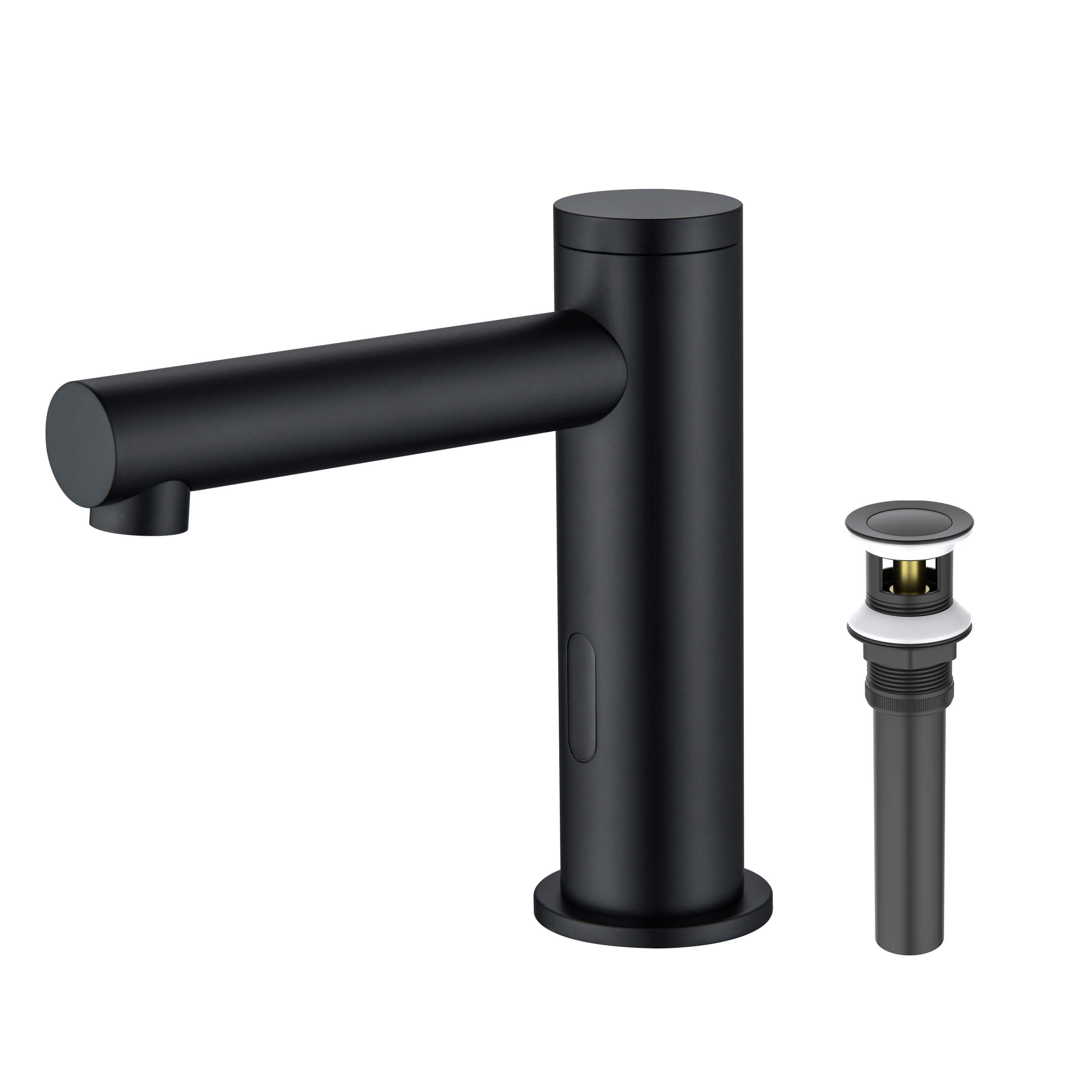 Circular Touchless Bathroom Vanity Sink Faucet with Pop-Up Drain — Plug-In or Battery Powered - C-KBF1029