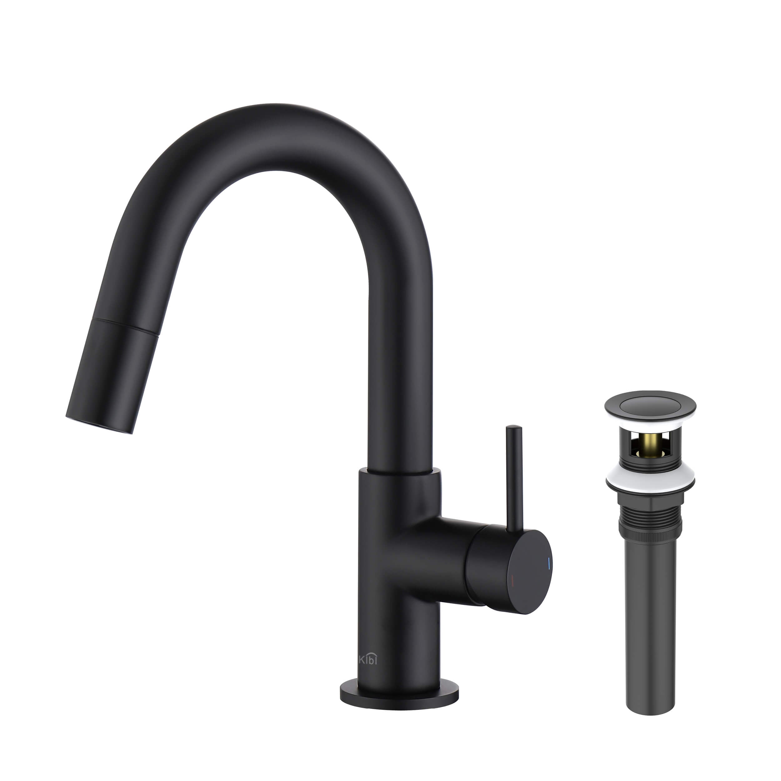 Circular Single Handle High-Arc Pull Down Sprayer Bathroom Vanity Sink Faucet - C-KBF1077